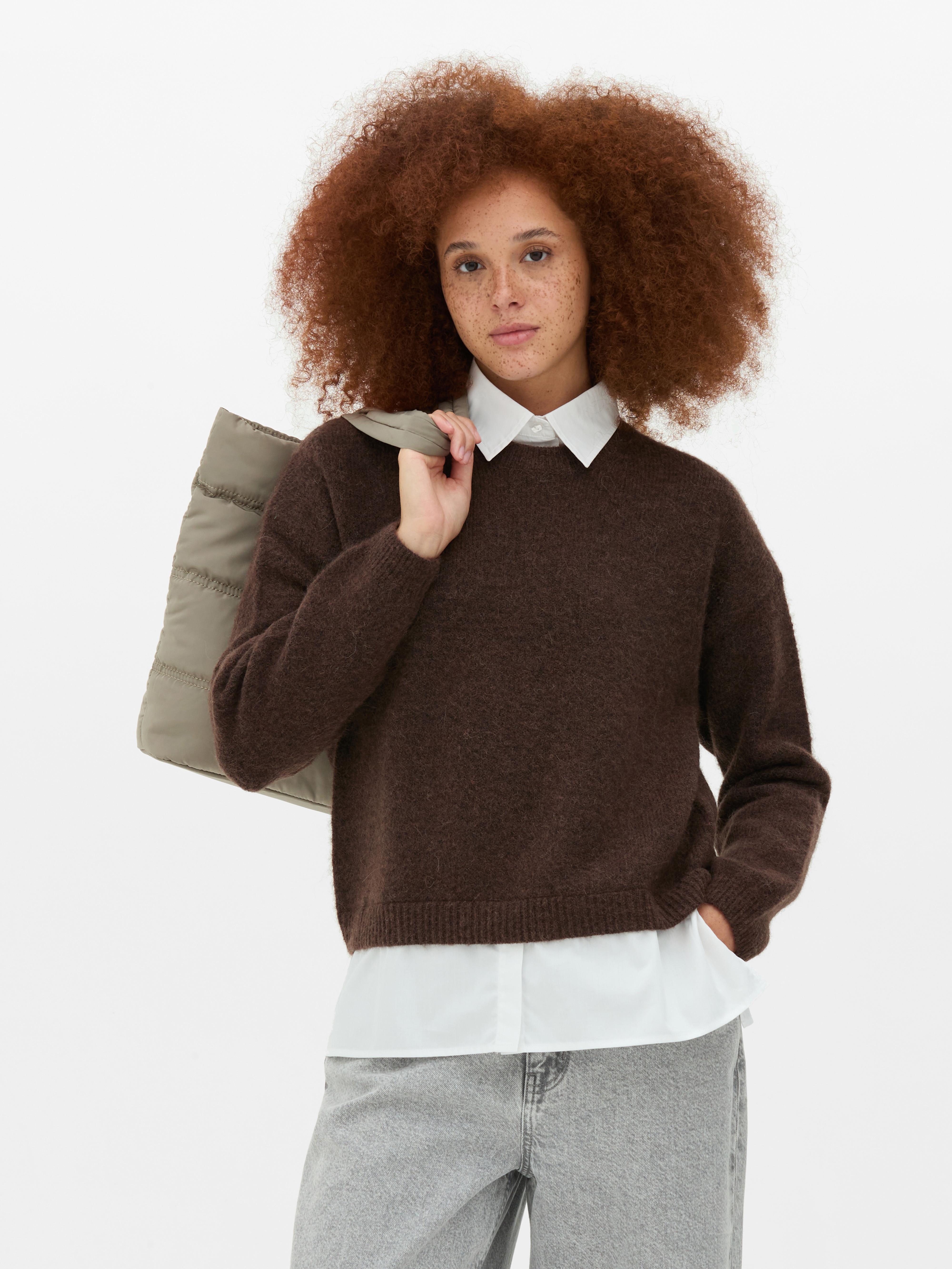 Women s Brown 2 in 1 Sweater and Shirt Primark