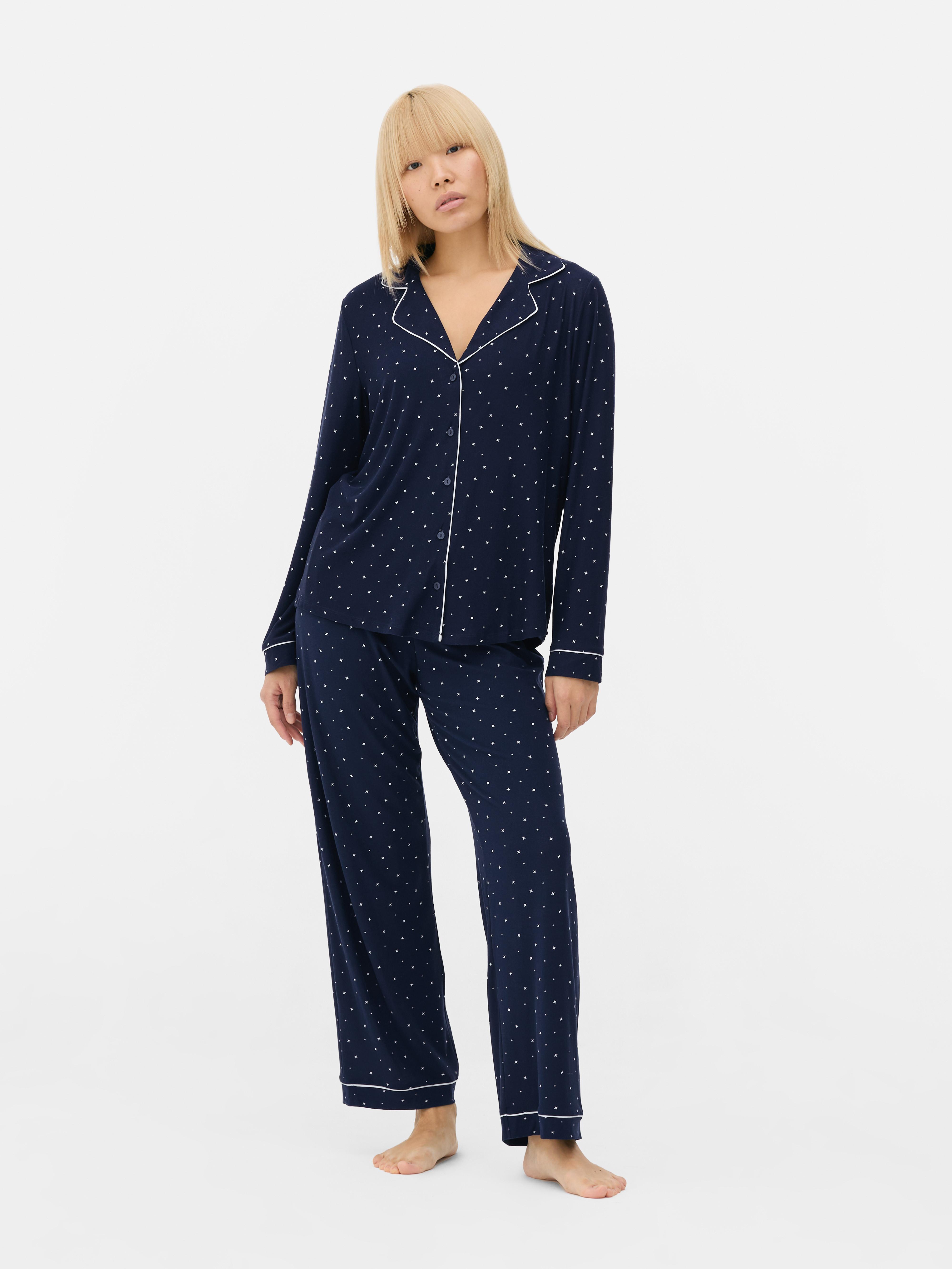 Boys Navy Waffle Long Pyjamas Primark