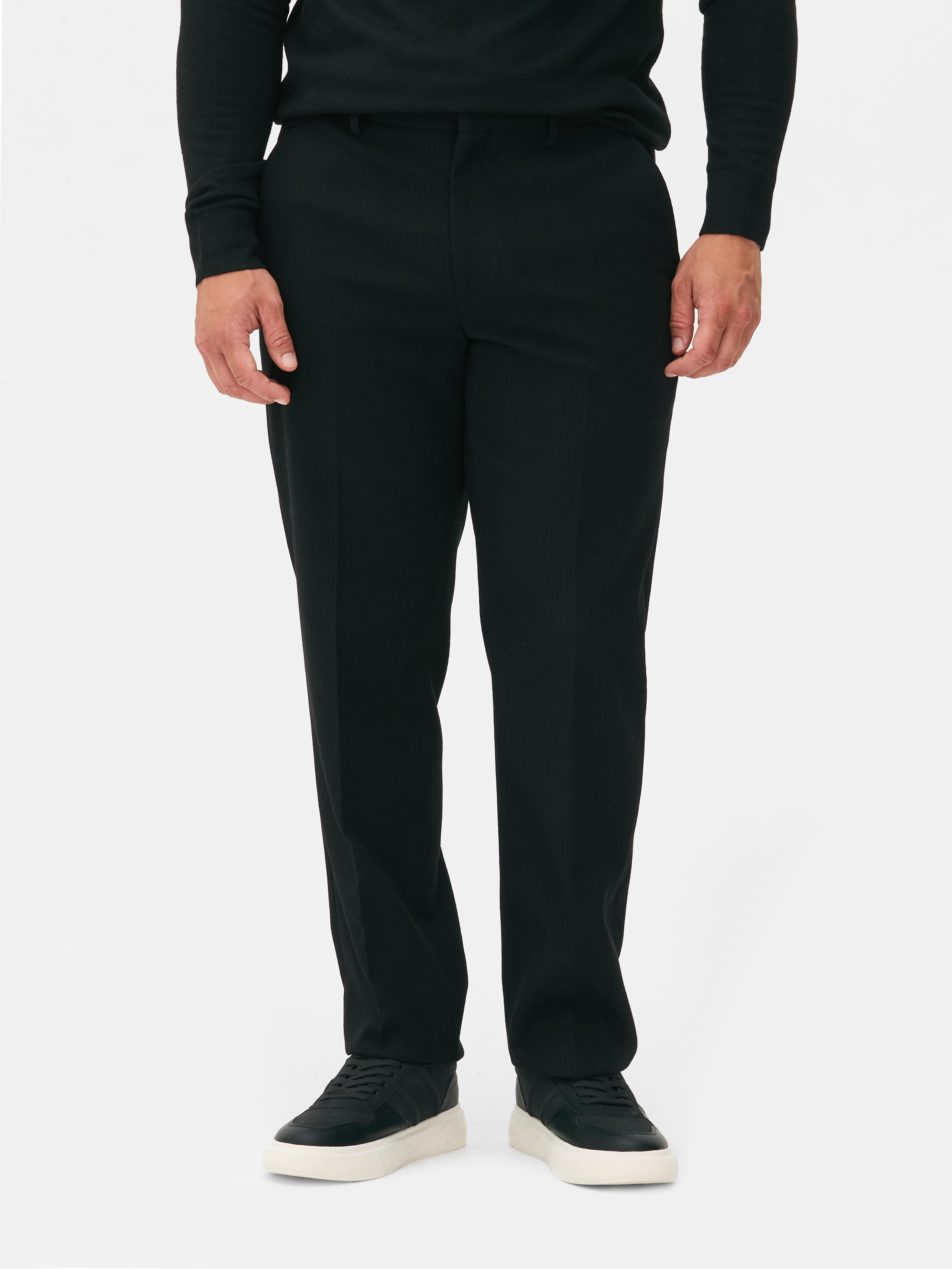 Mens Black Check Textured Suit Trousers Primark