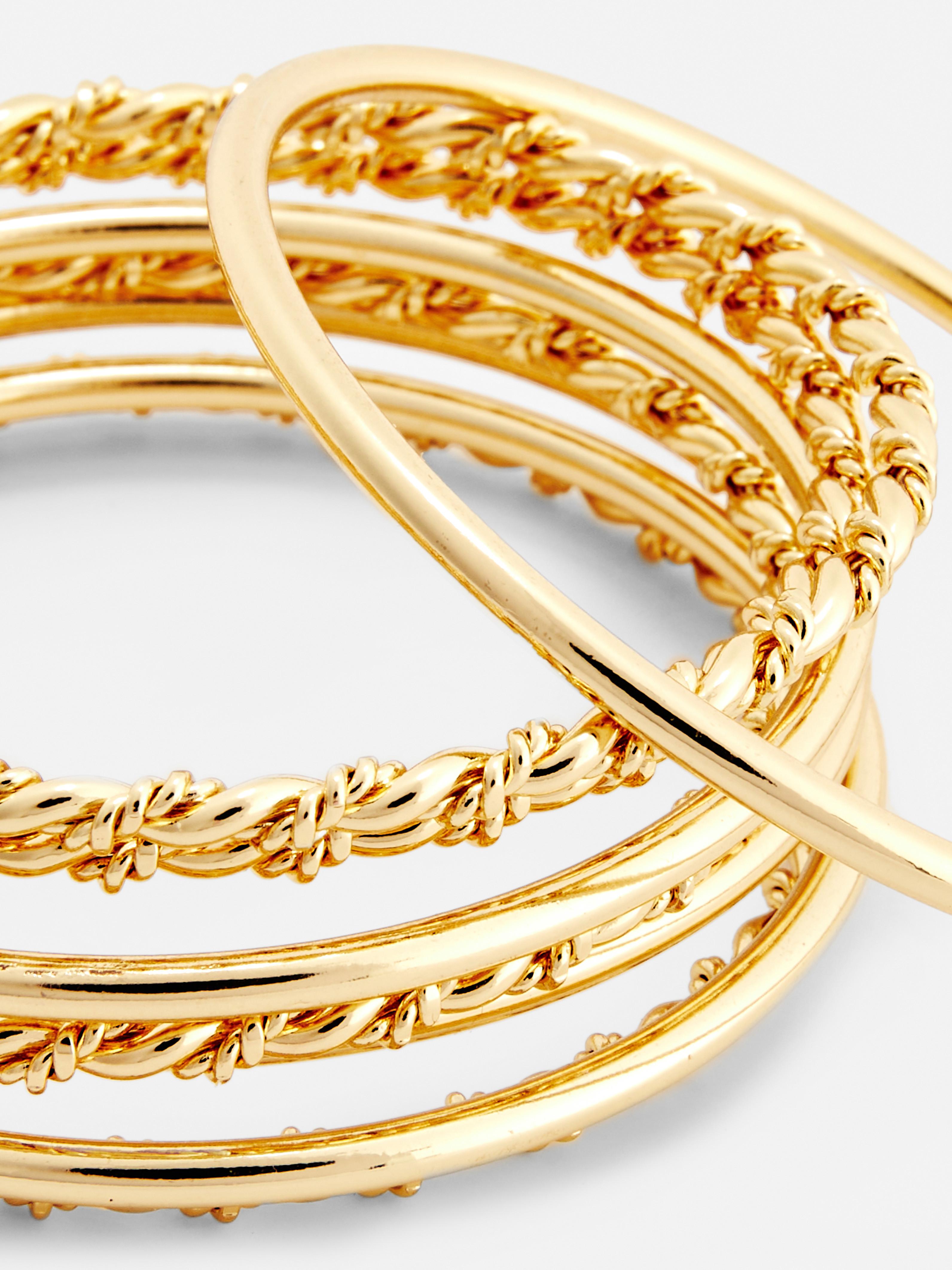 Women s 8pk Textured Bangles Yellow Primark