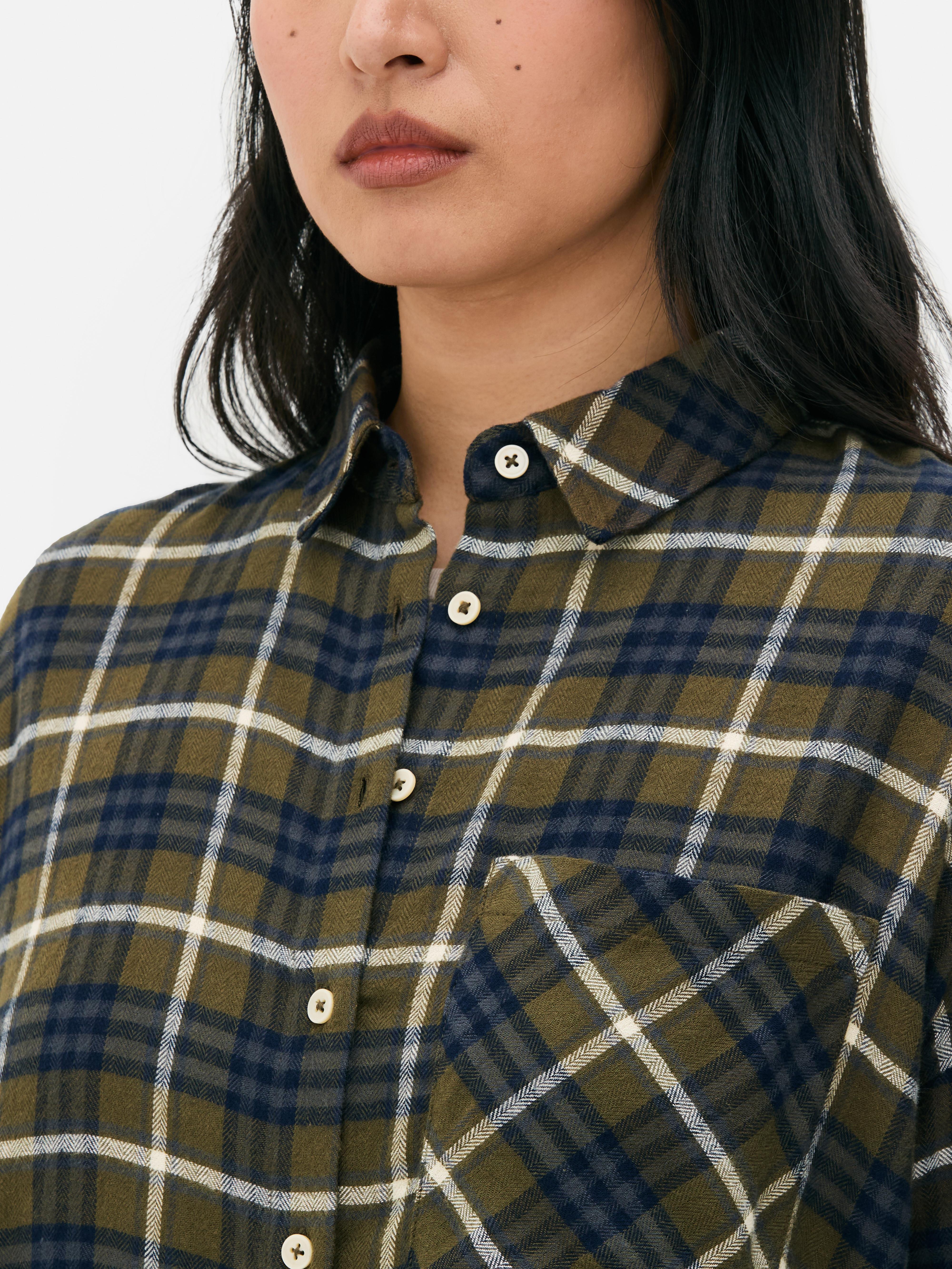 Womens Blue Boyfriend Fit Check Shirt Primark