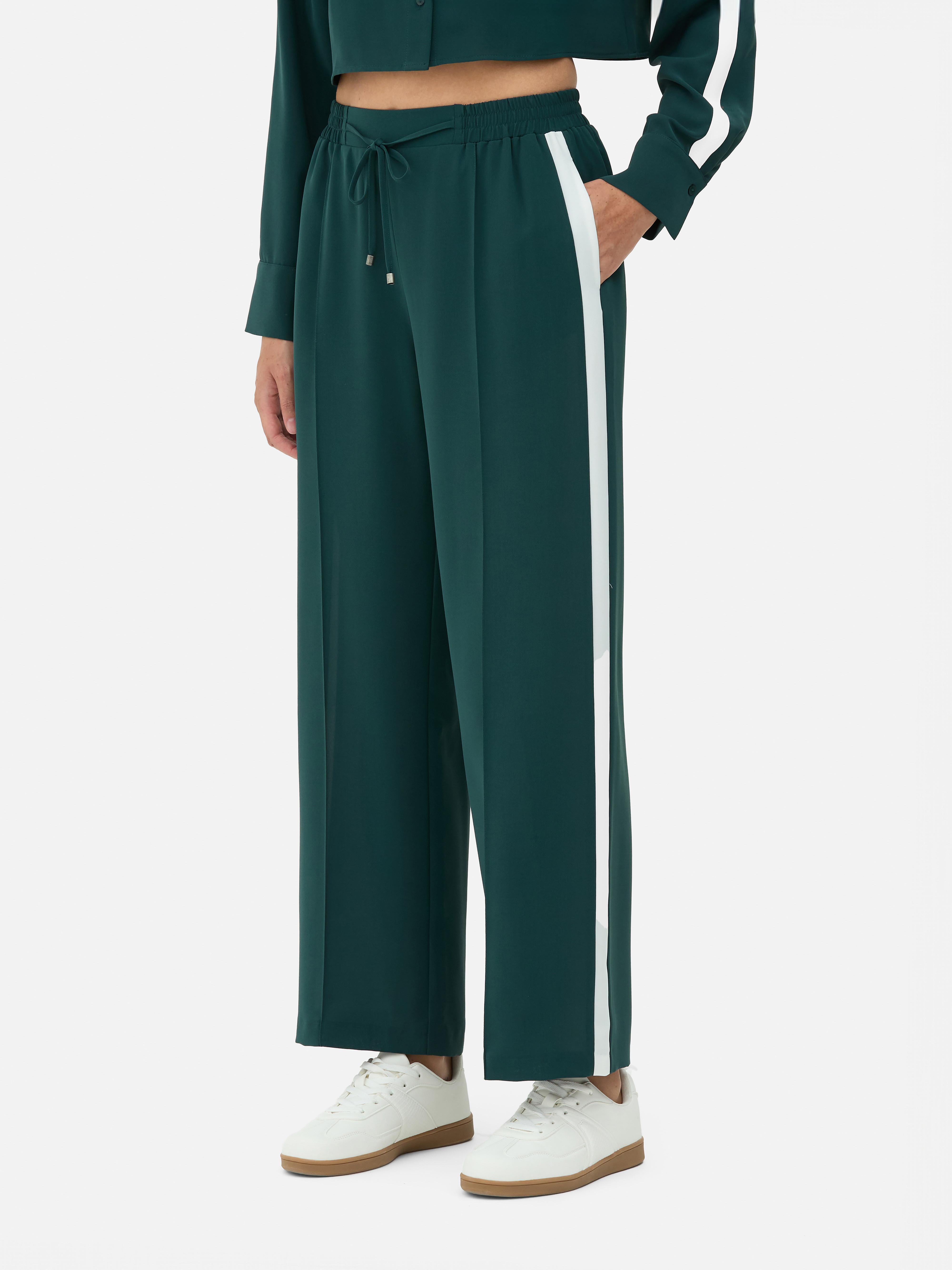 Womens Green Side Stripe Jogger Trousers | Primark