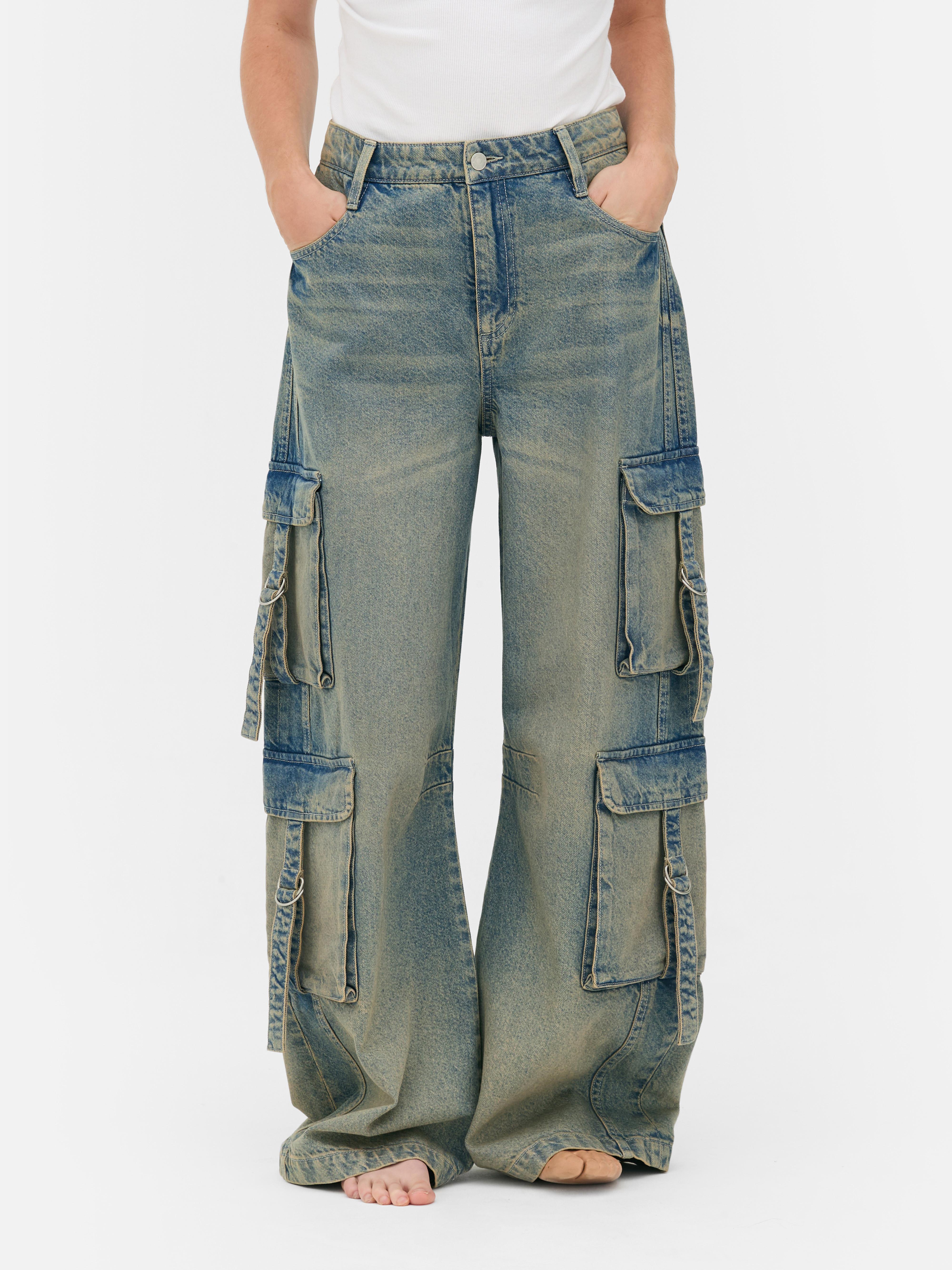Women s Mid Blue Denim Cargo Jeans Penneys