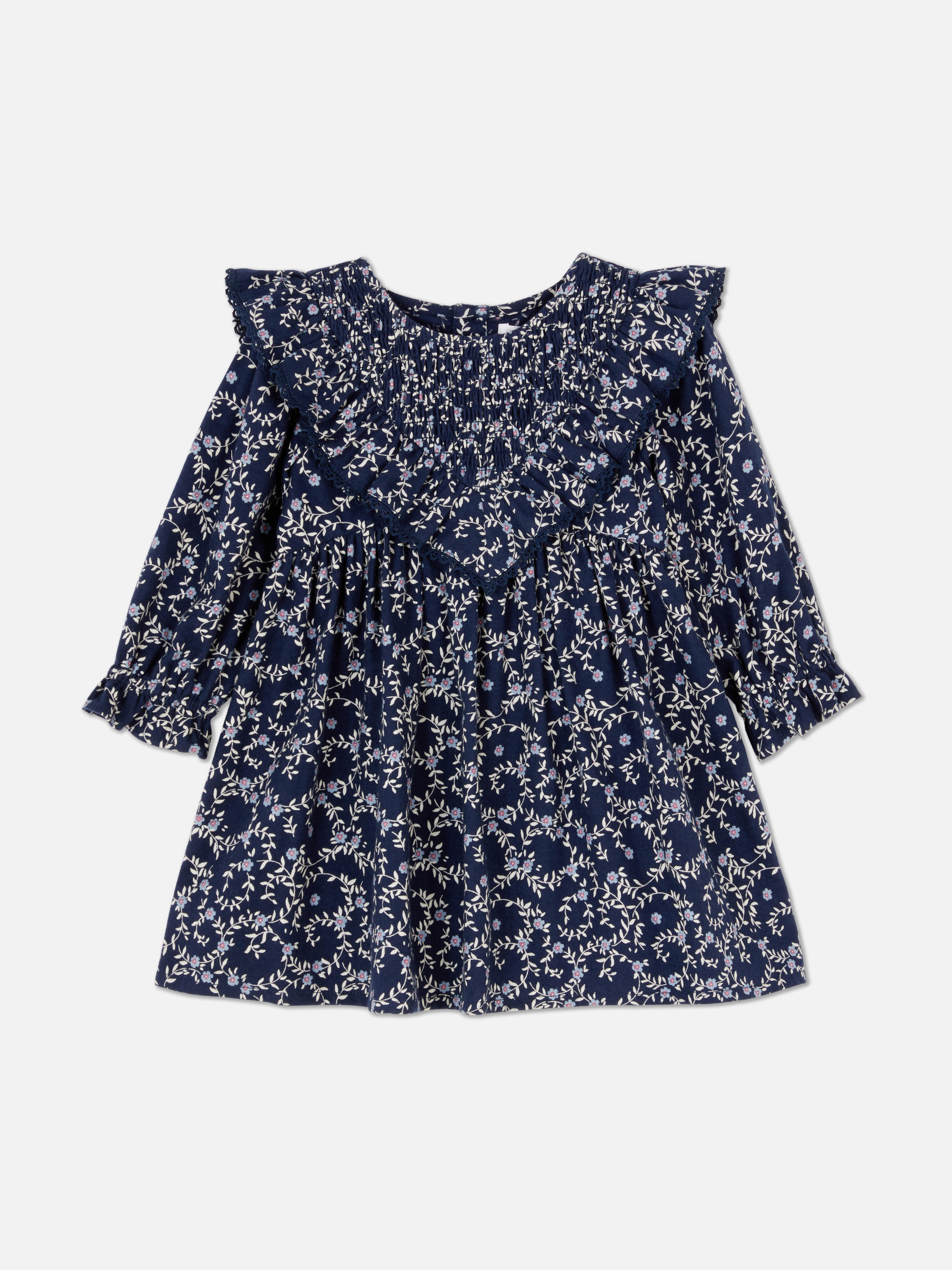 Baby Girls Navy Floral Ruffle Dress Primark