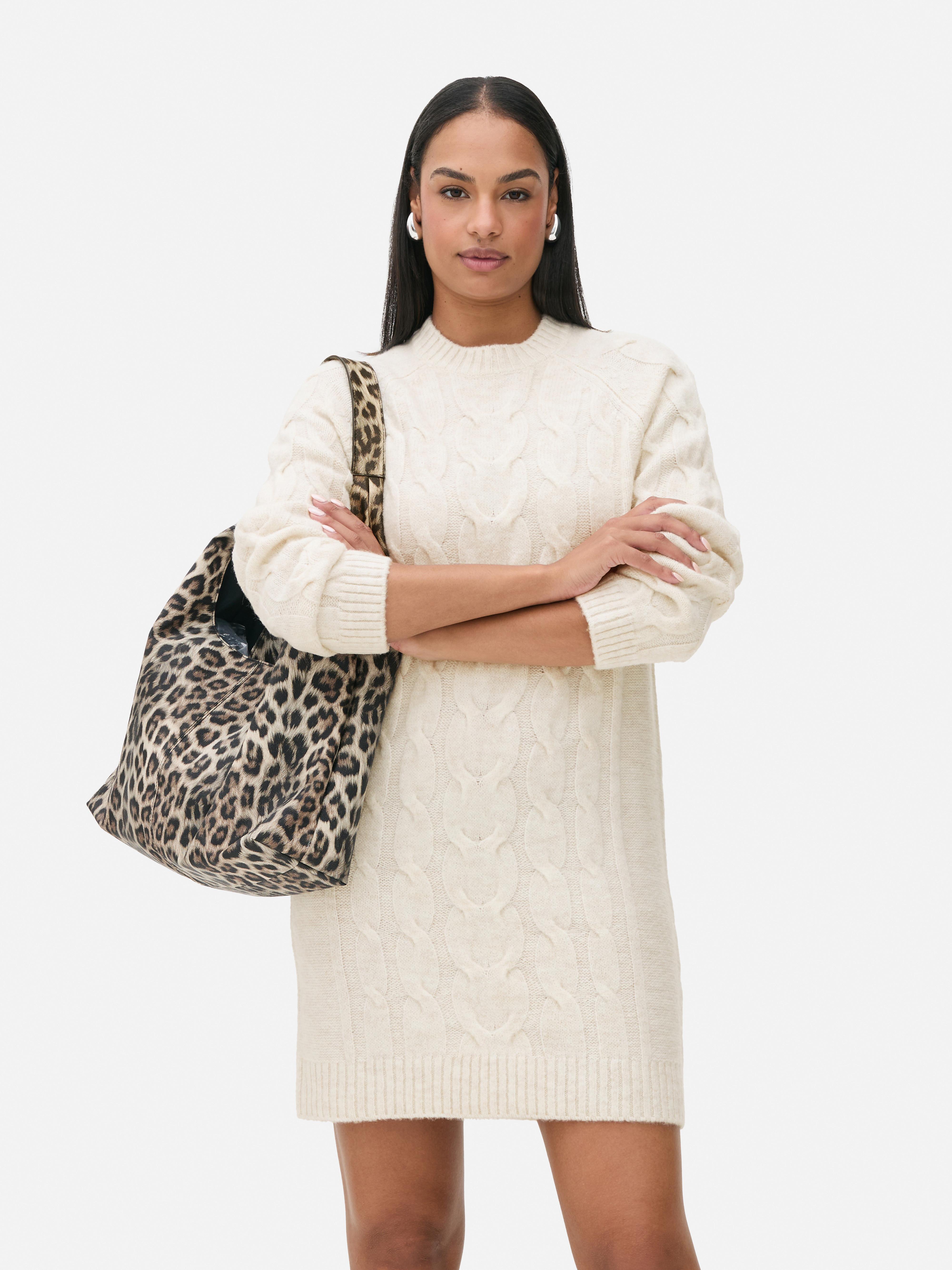 Ivory cable knit sweater dress on sale