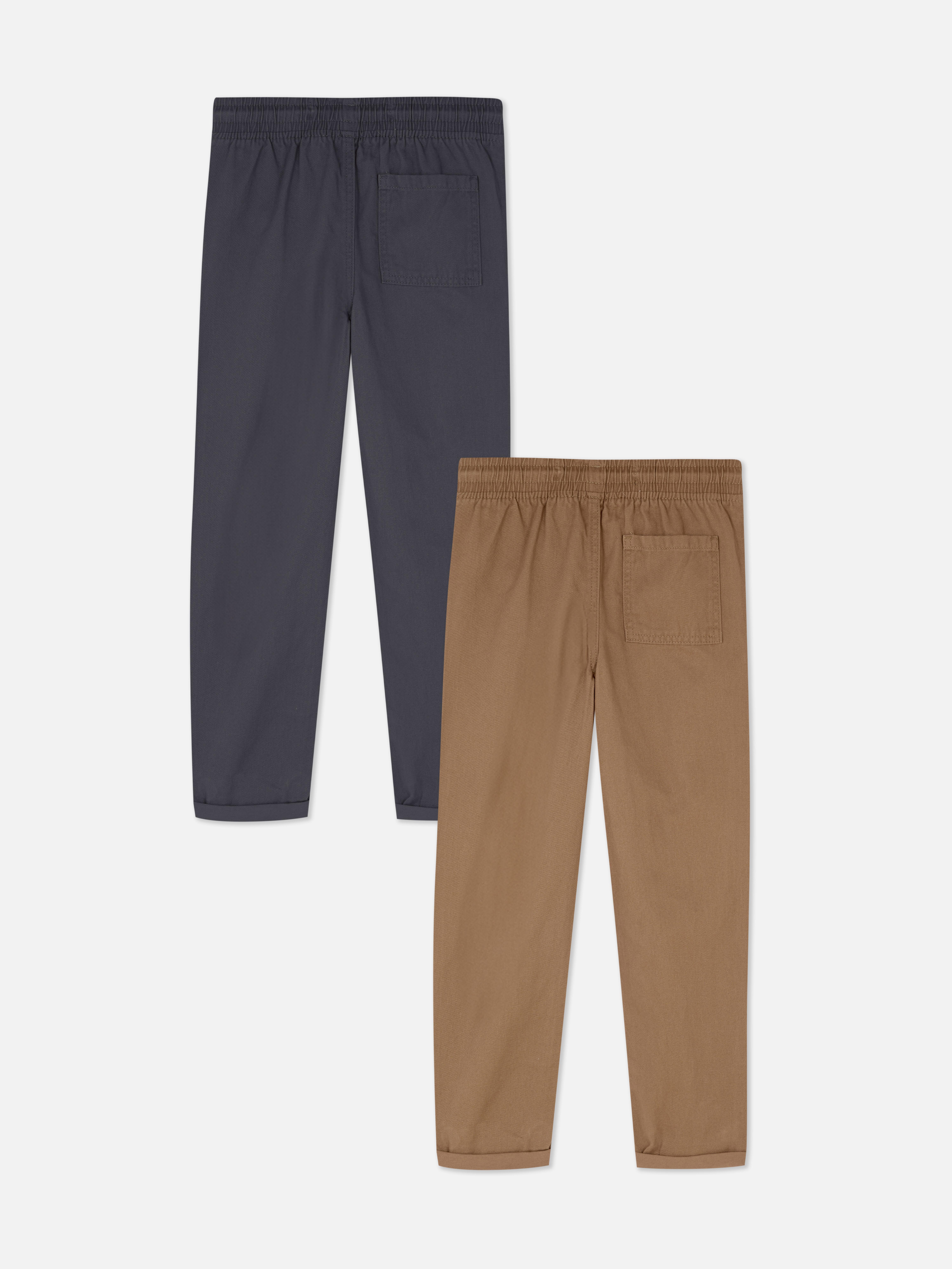Boys Mocha 2-Pack Drawstring Twill Pants | Primark