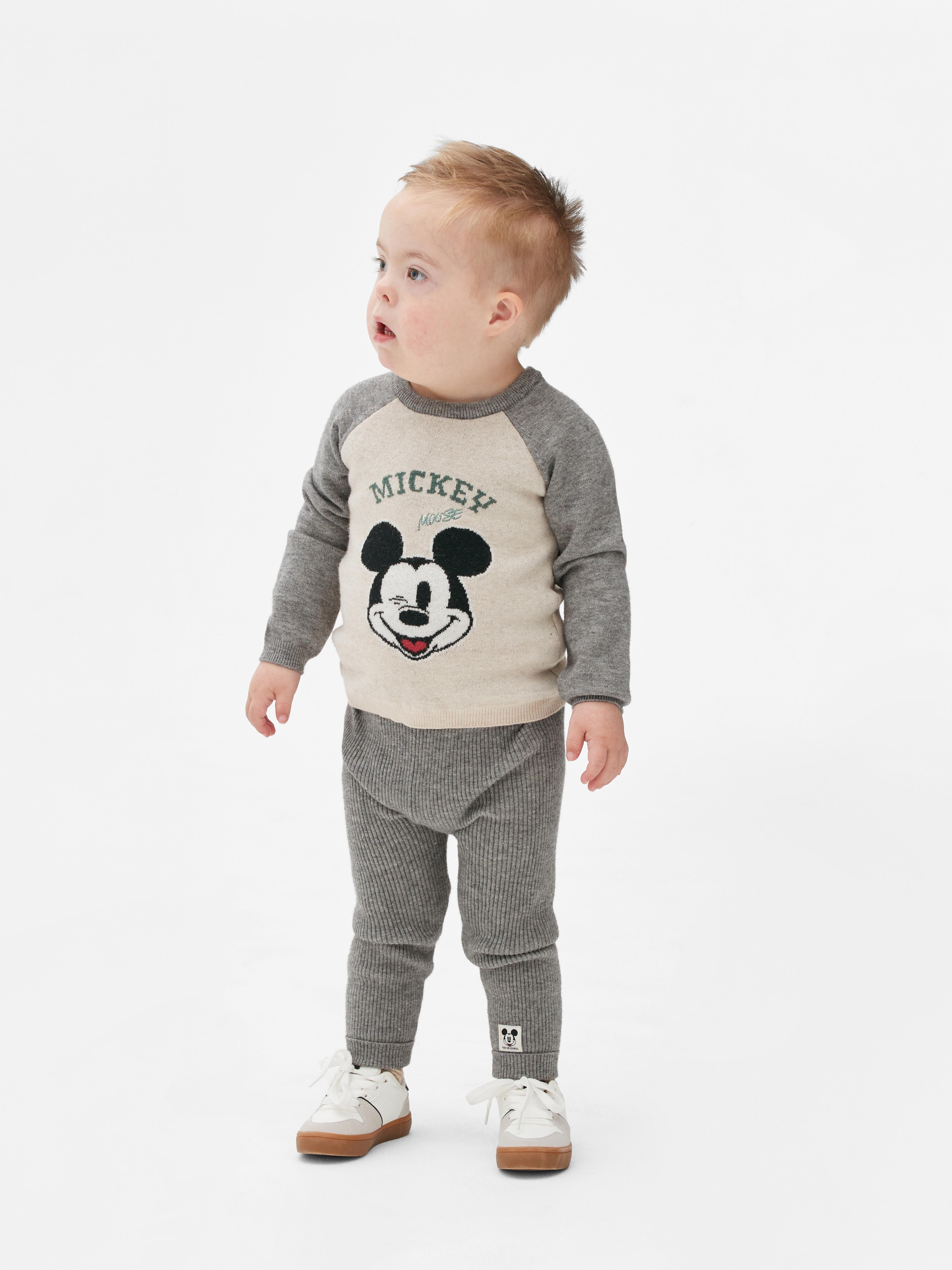 Baby Boys Grey Disney s Mickey Mouse Co ord Knitted Jumper and Leggings Set Primark