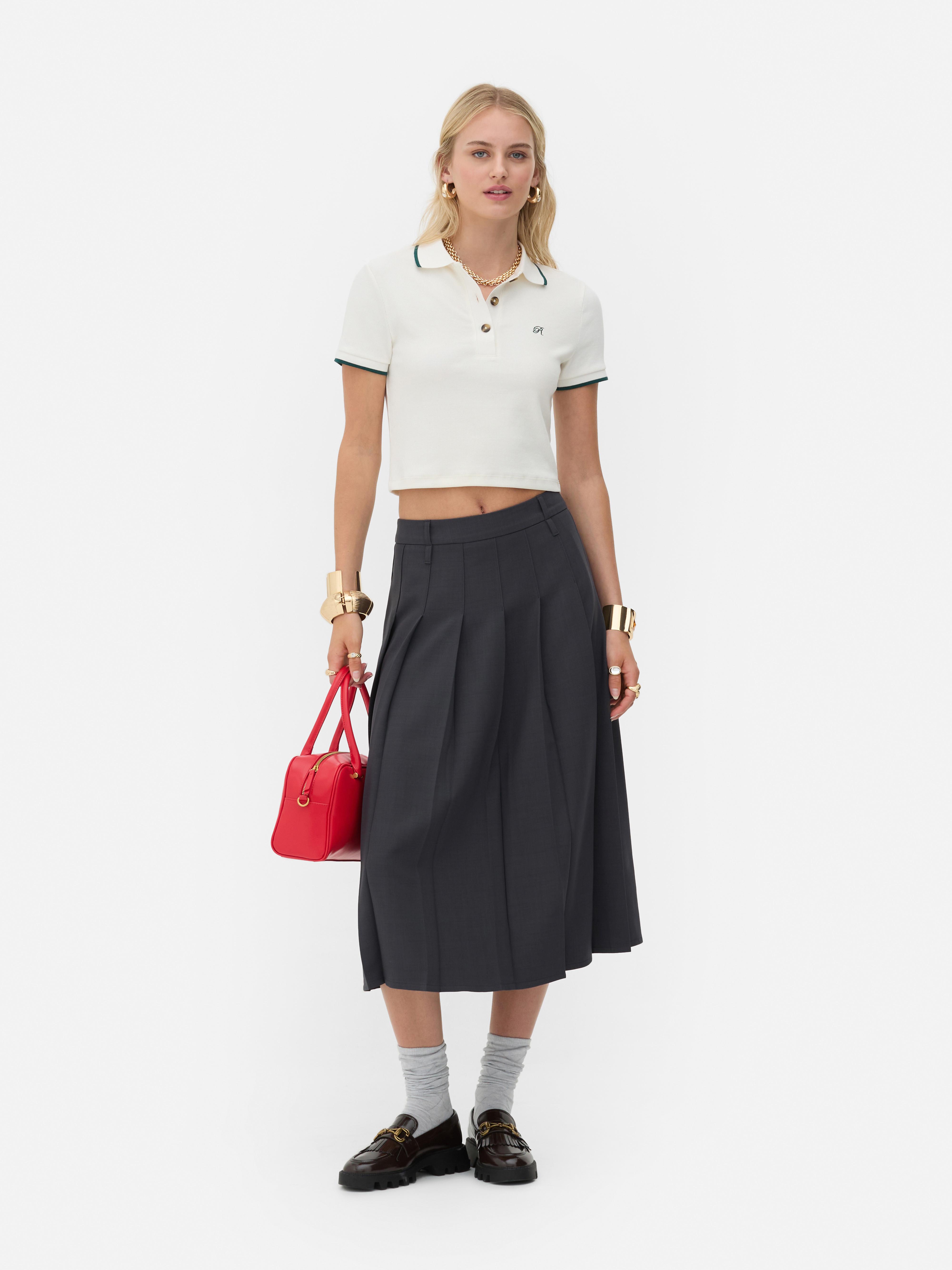 Womens Grey Rita Ora Pleated Midi Skirt Primark