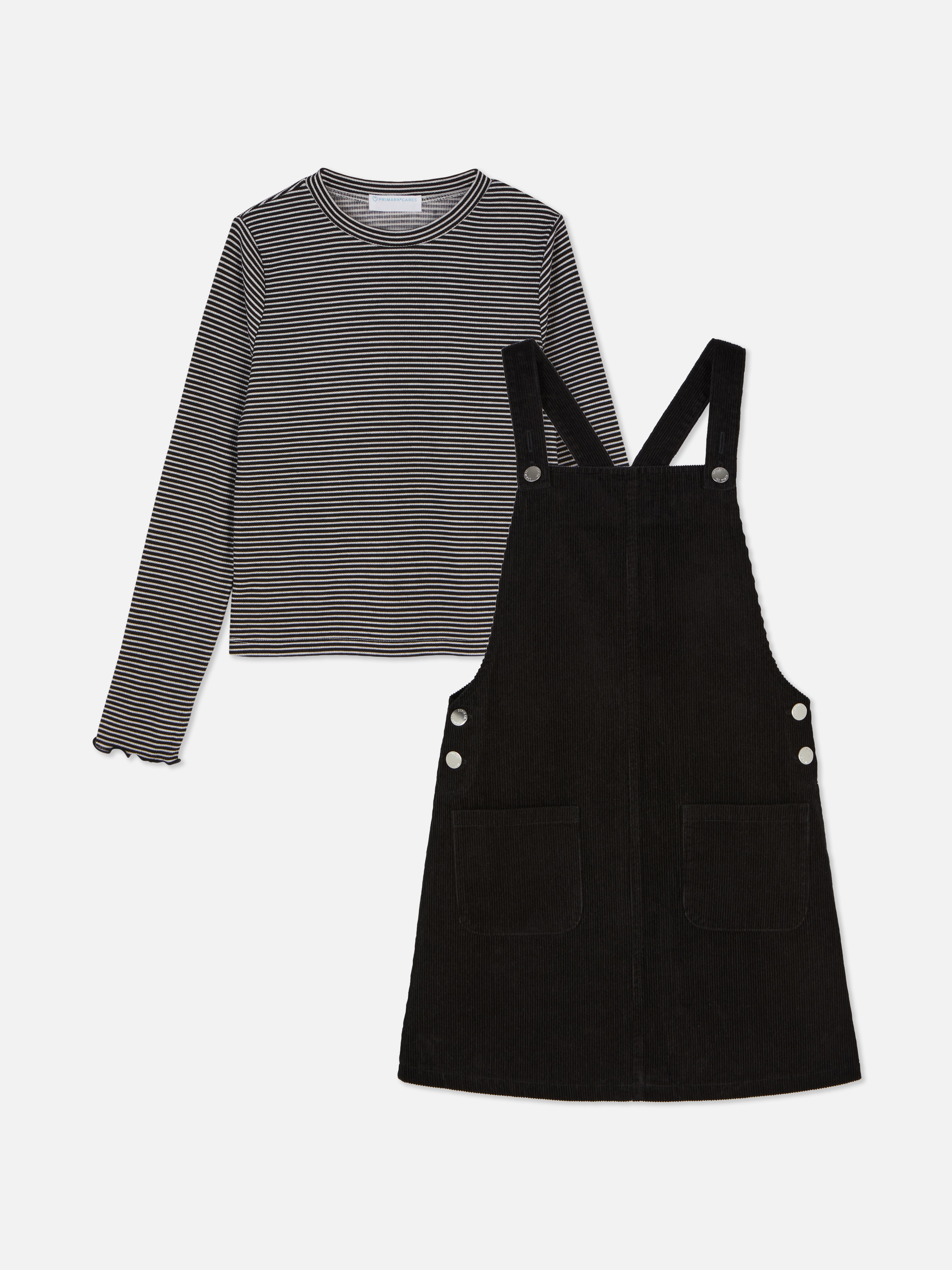 Black and white striped pinafore dress hotsell