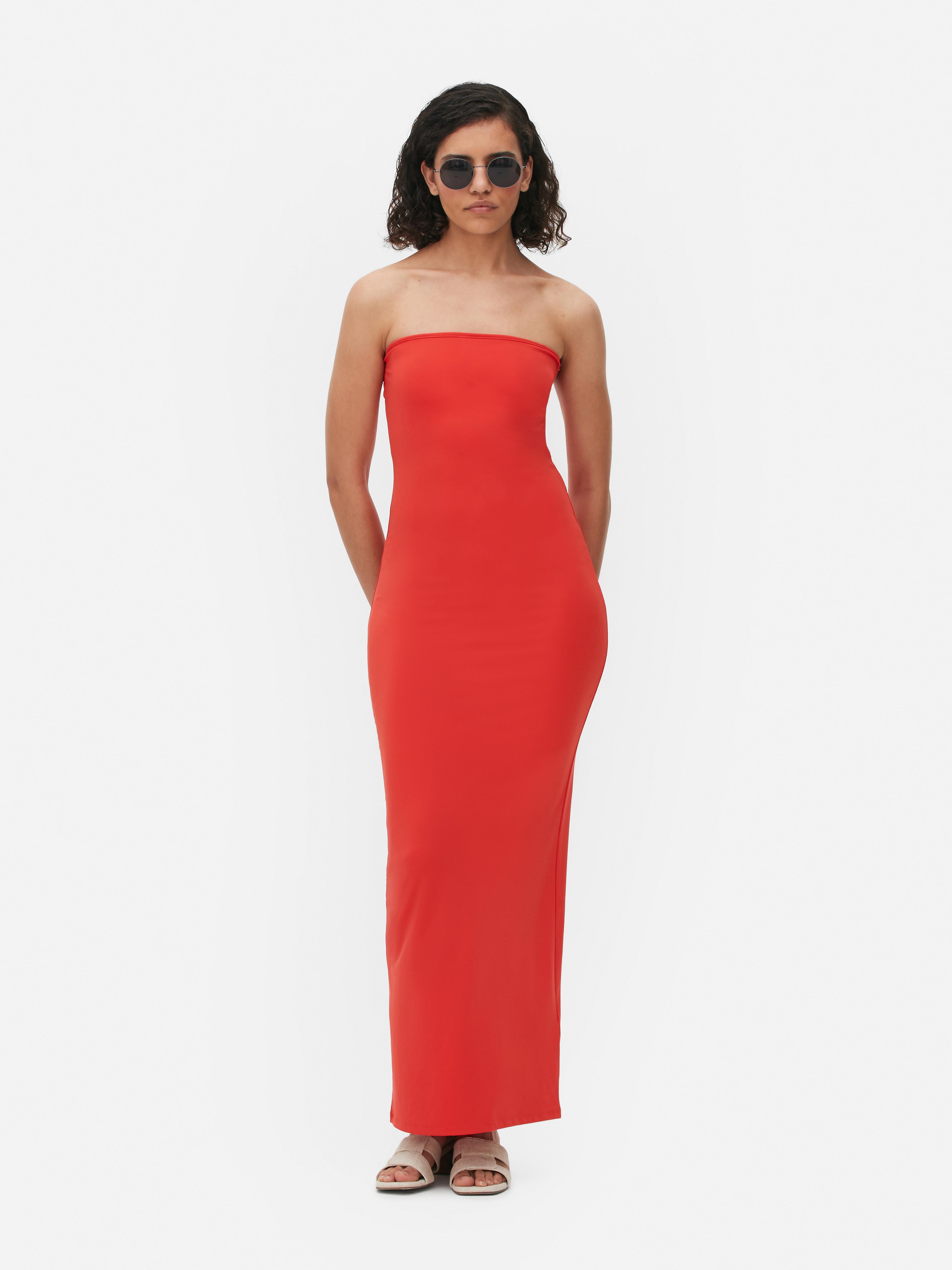 Women's Red Bodycon Bandeau Maxi Dress Primark