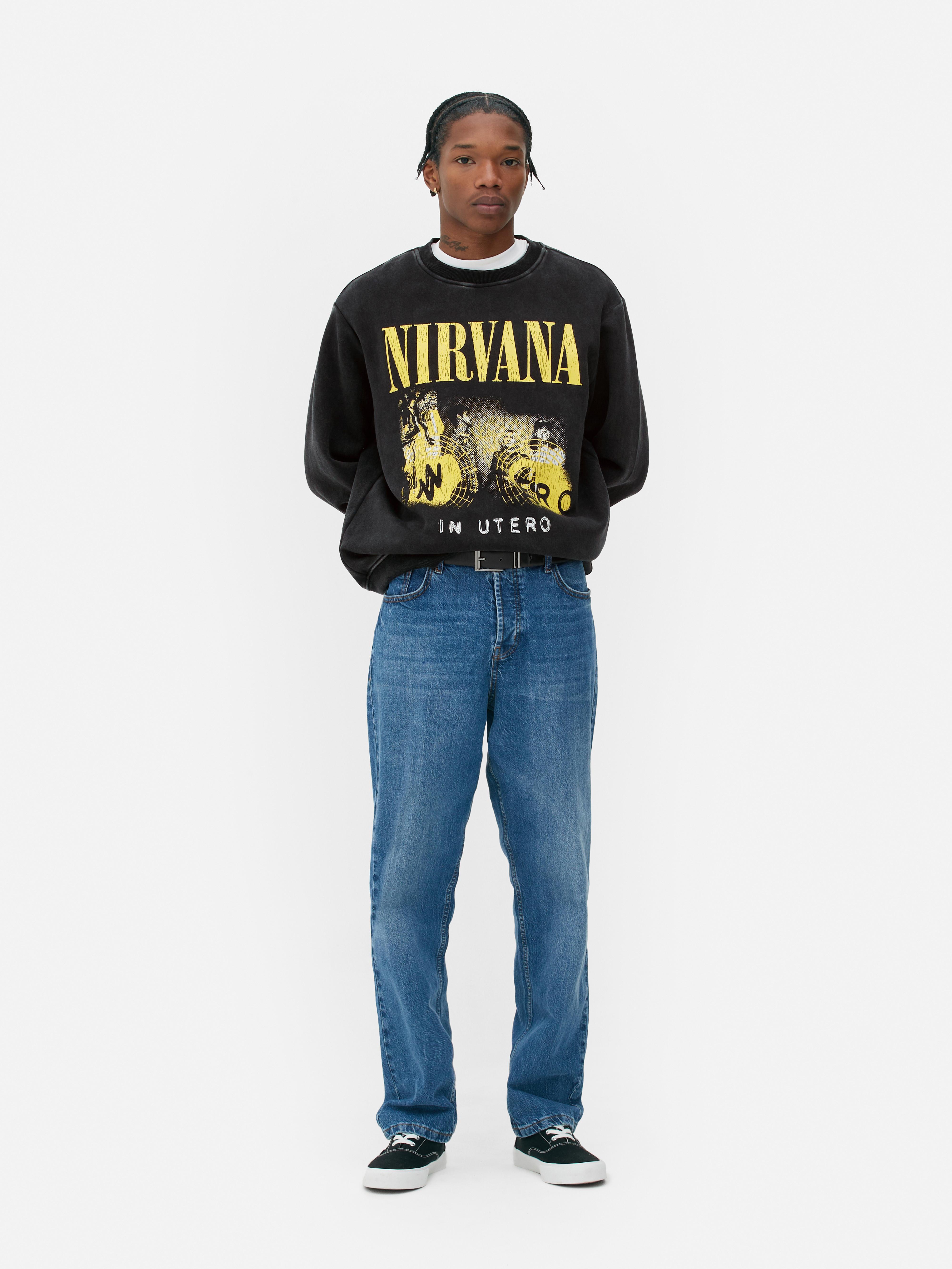 Mens Charcoal Nirvana Washed Sweatshirt Primark