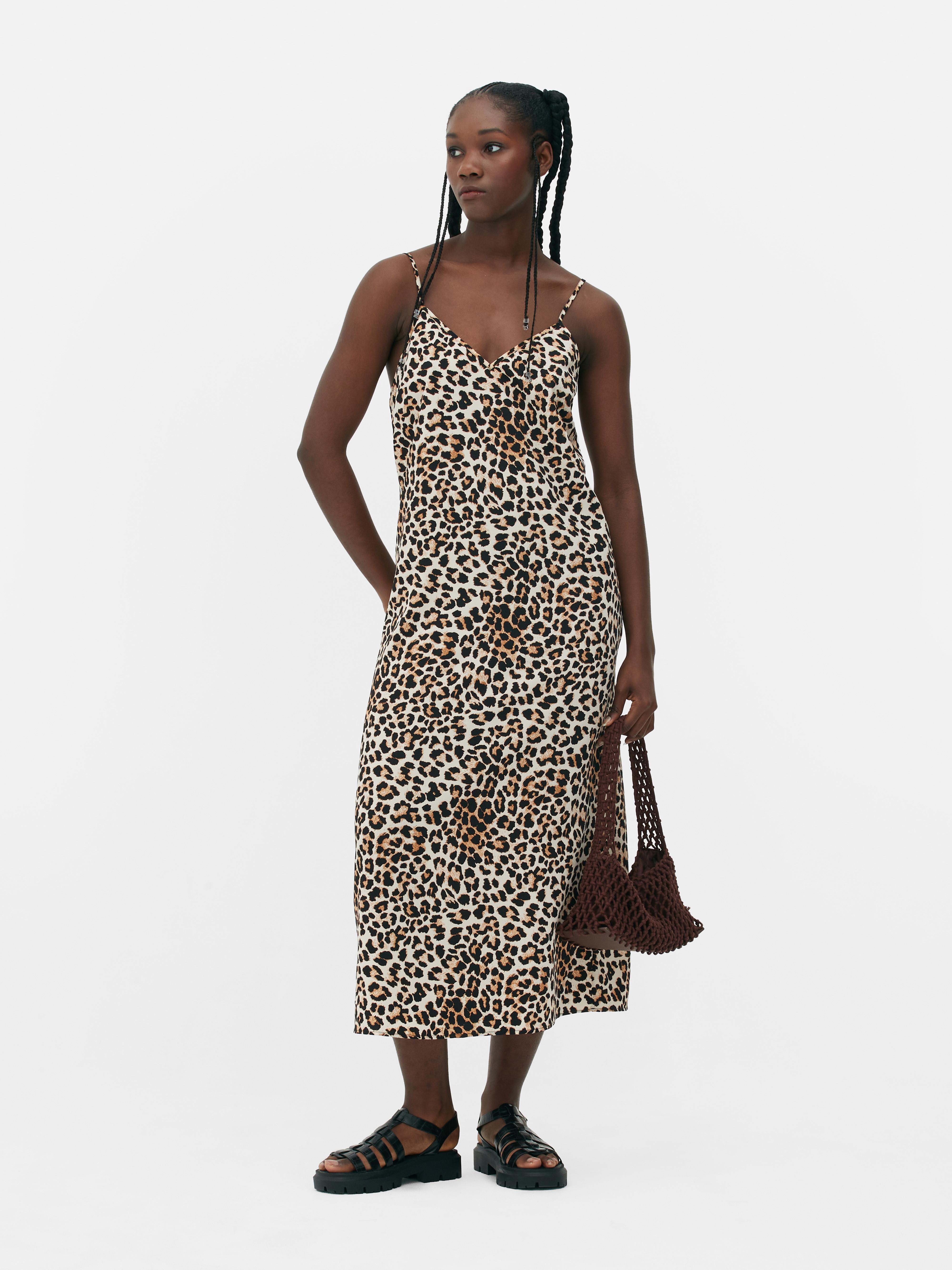 Animal print midi slip dress hotsell