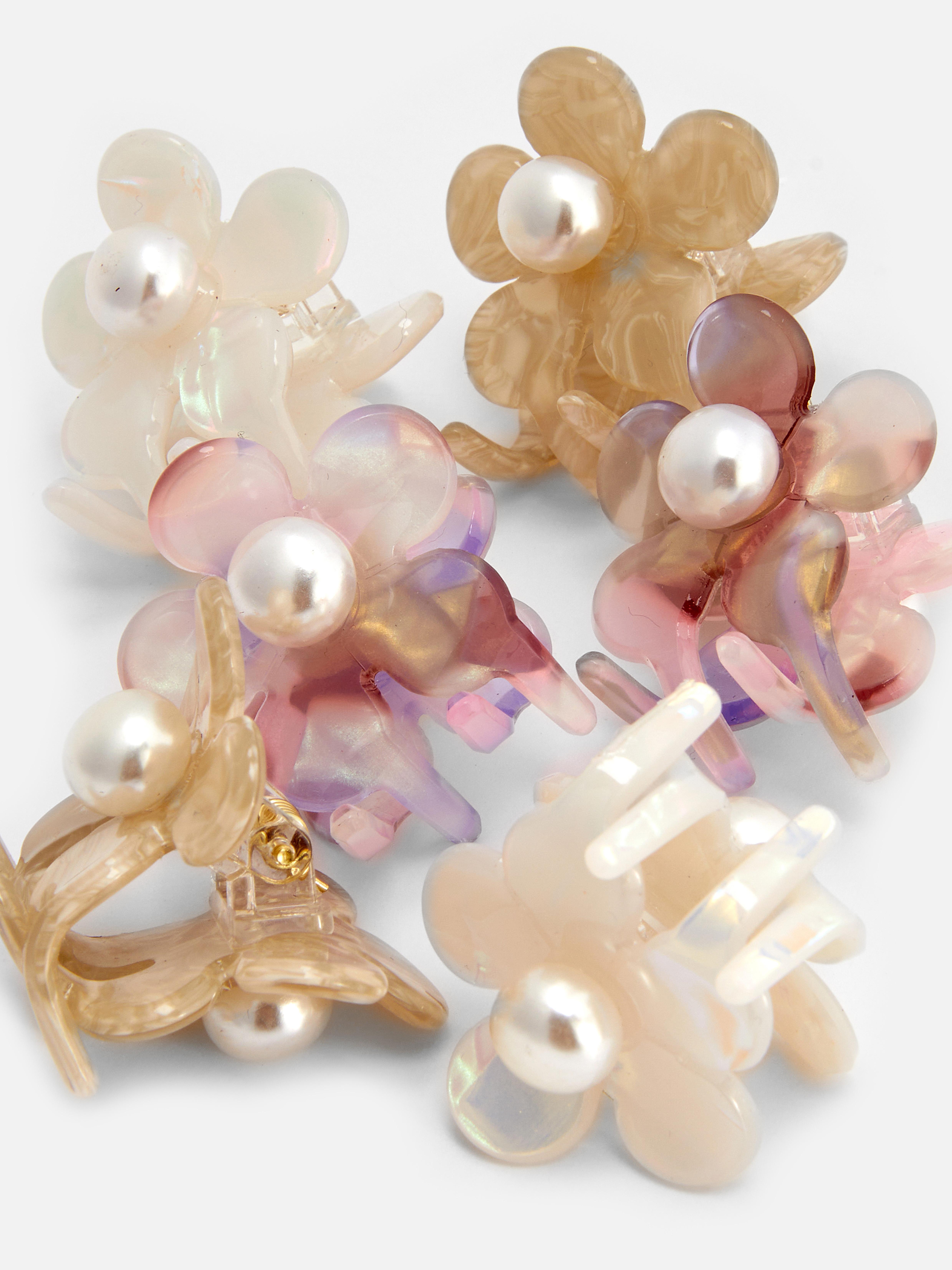 Women's White 6pk Faux Pearl Flower Hair Clips Penneys