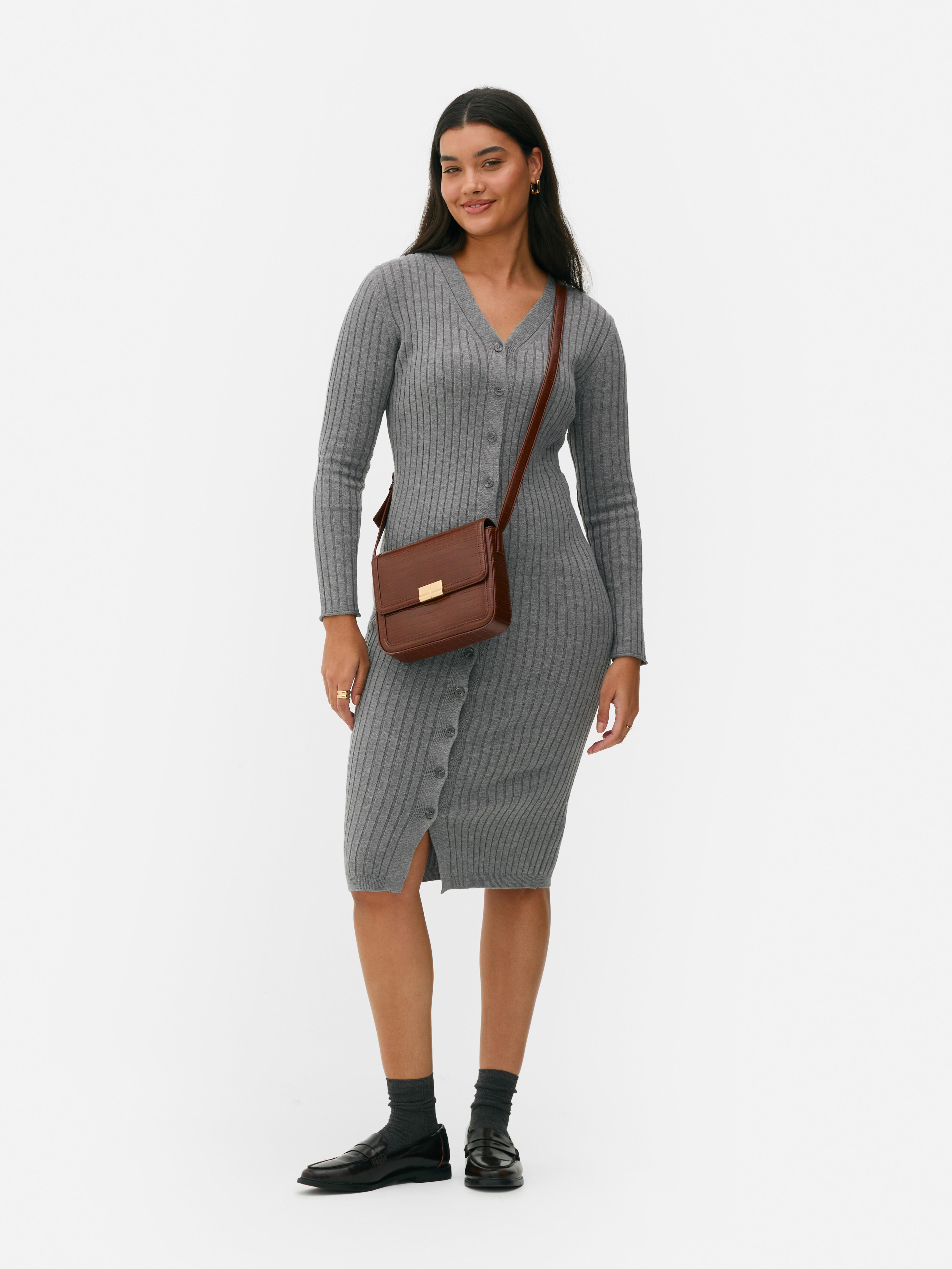 Grey button down dress best sale