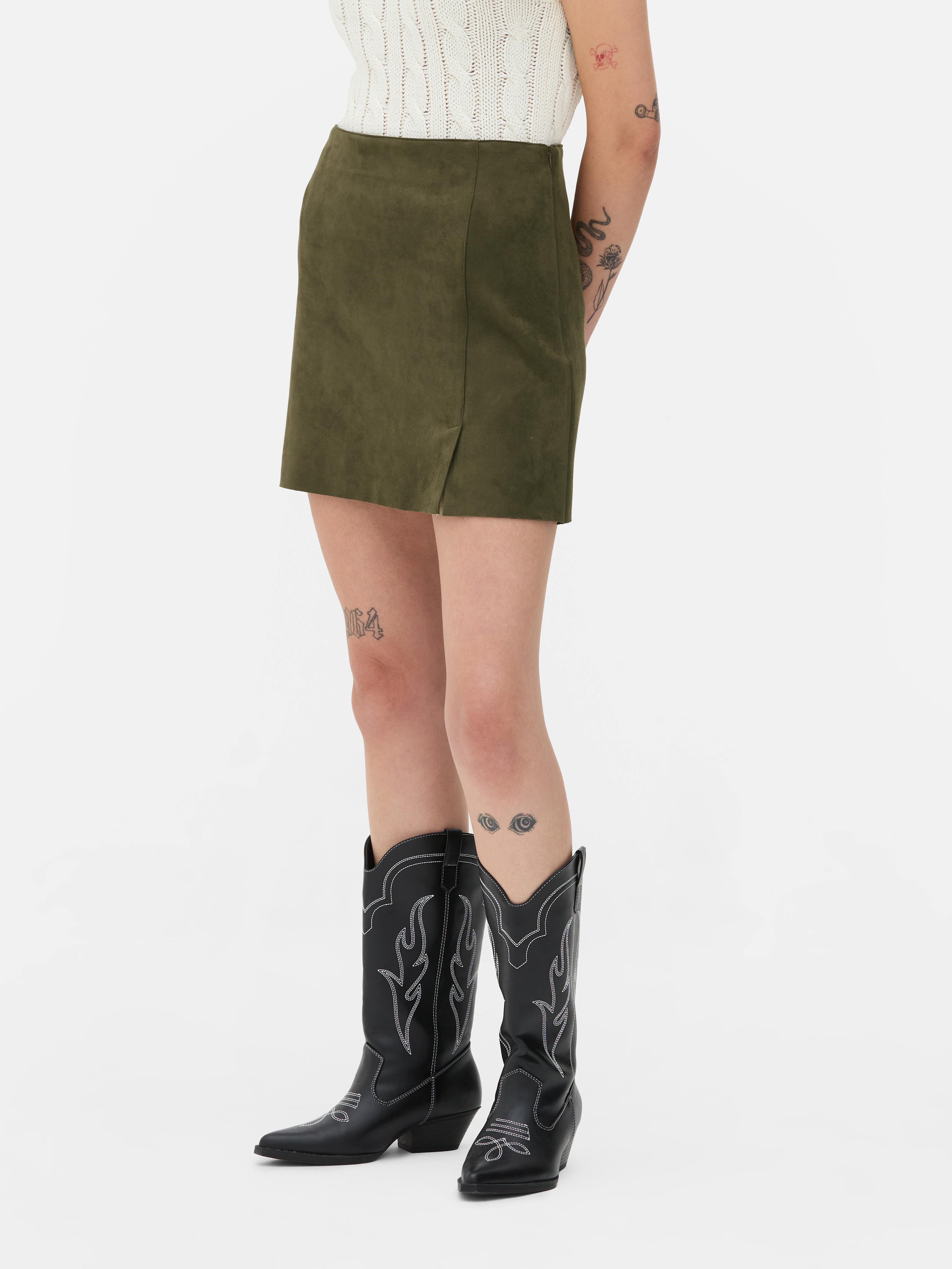Brown leather skirt primark sale