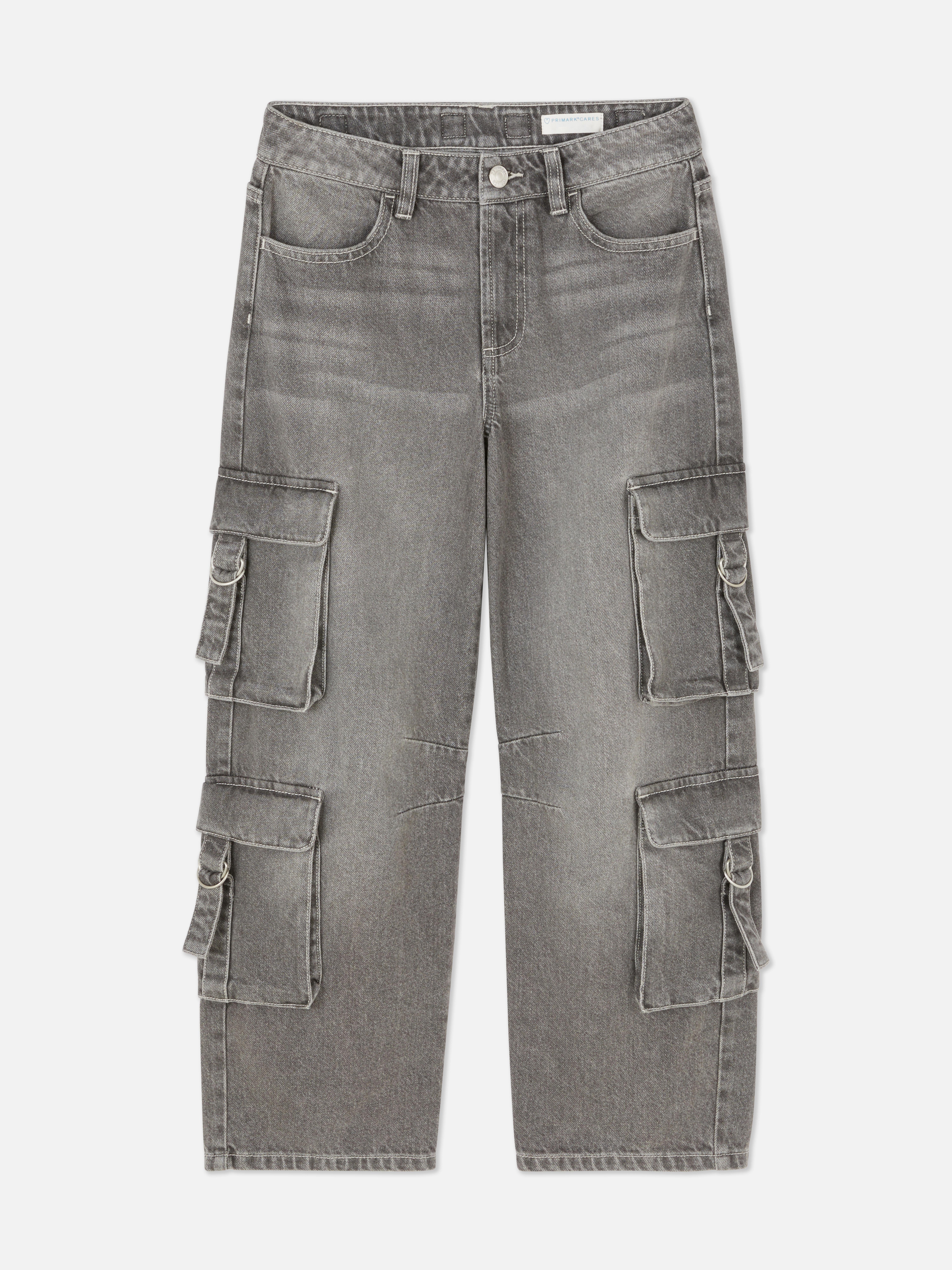 Girls Grey Cargo Denim Jeans Penneys