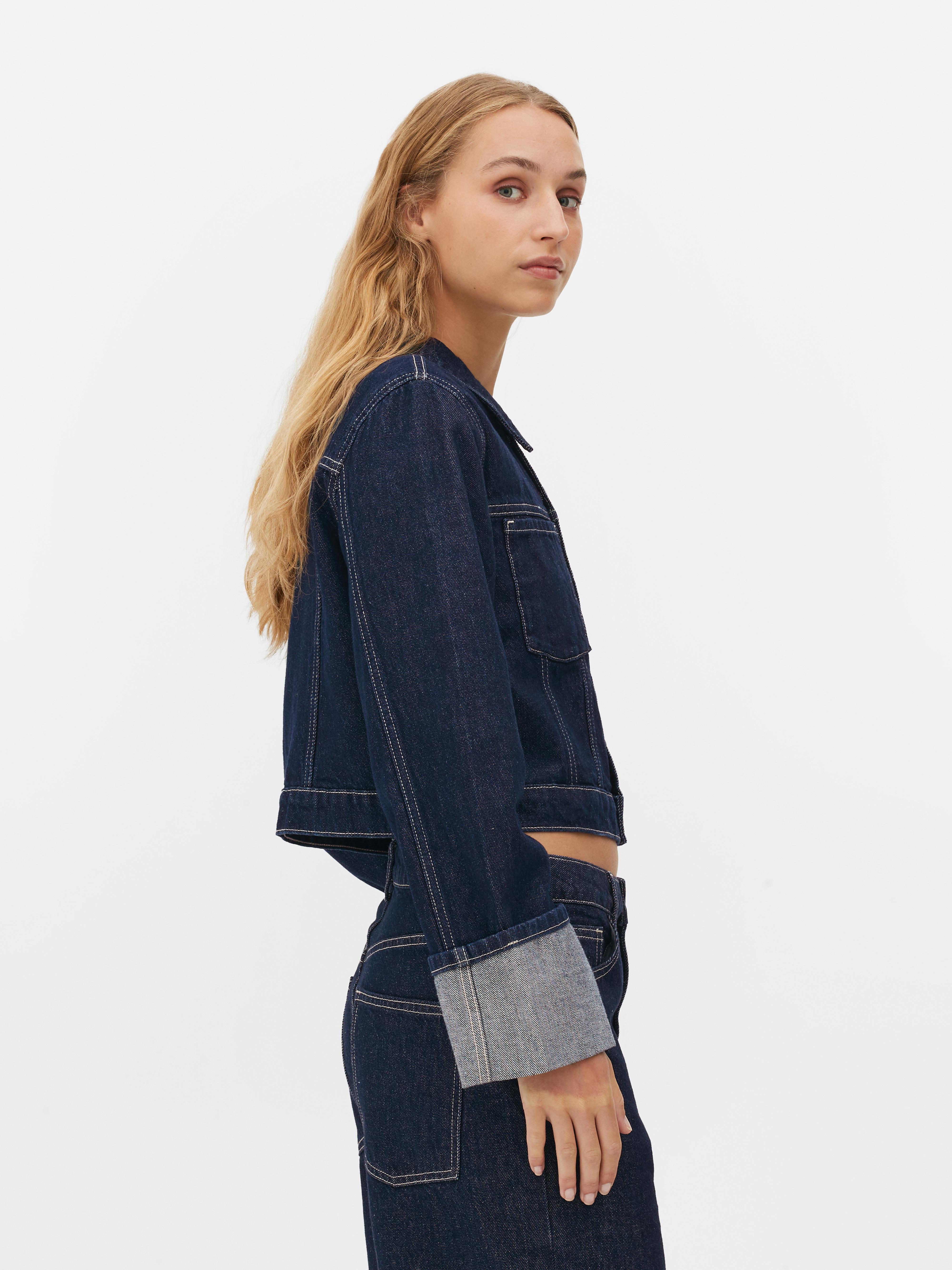 Womens Indigo Turn Up Panelled Denim Jacket Primark