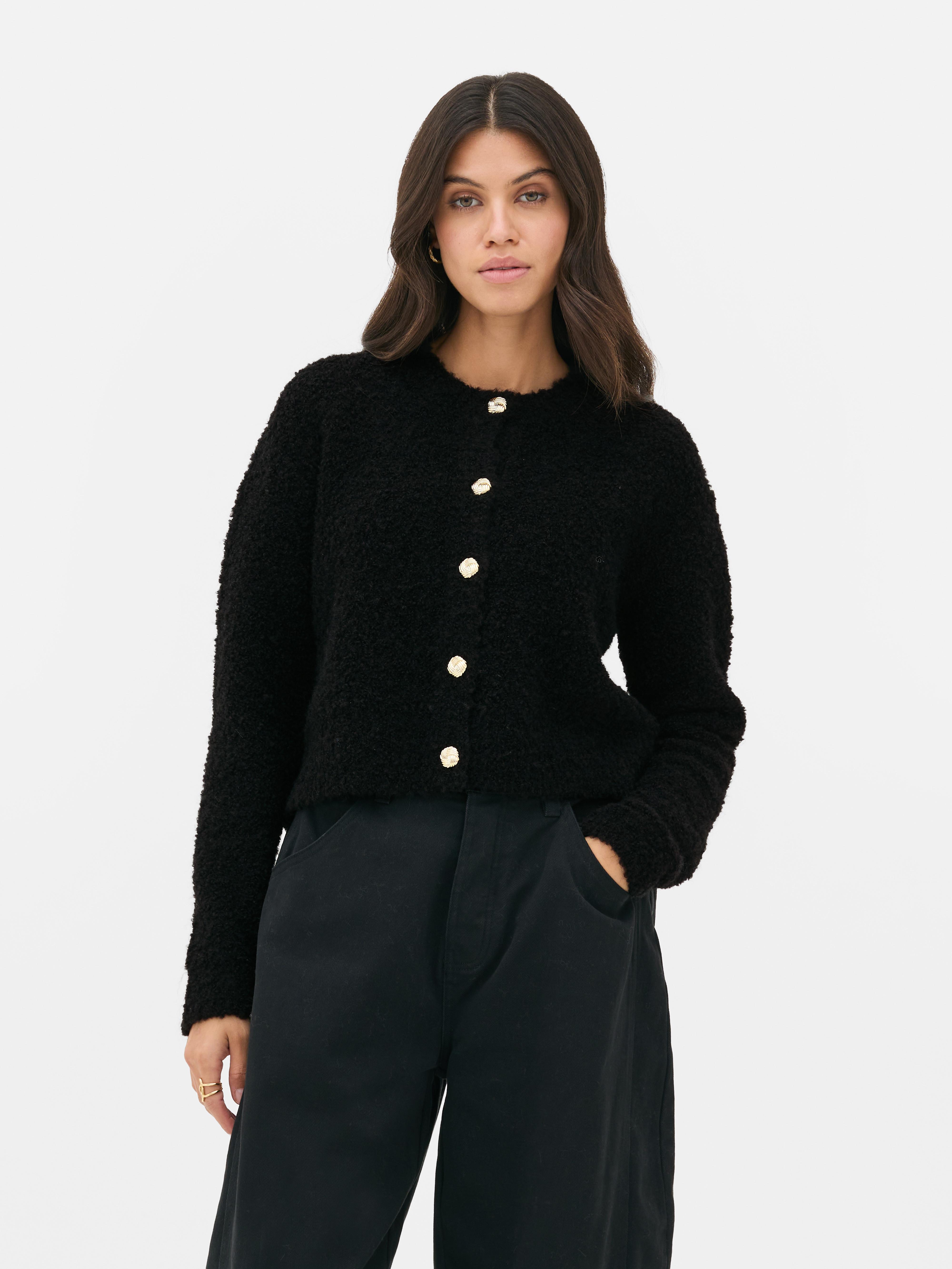 Women s Black Paula Echevarria Boucle Cardigan Primark