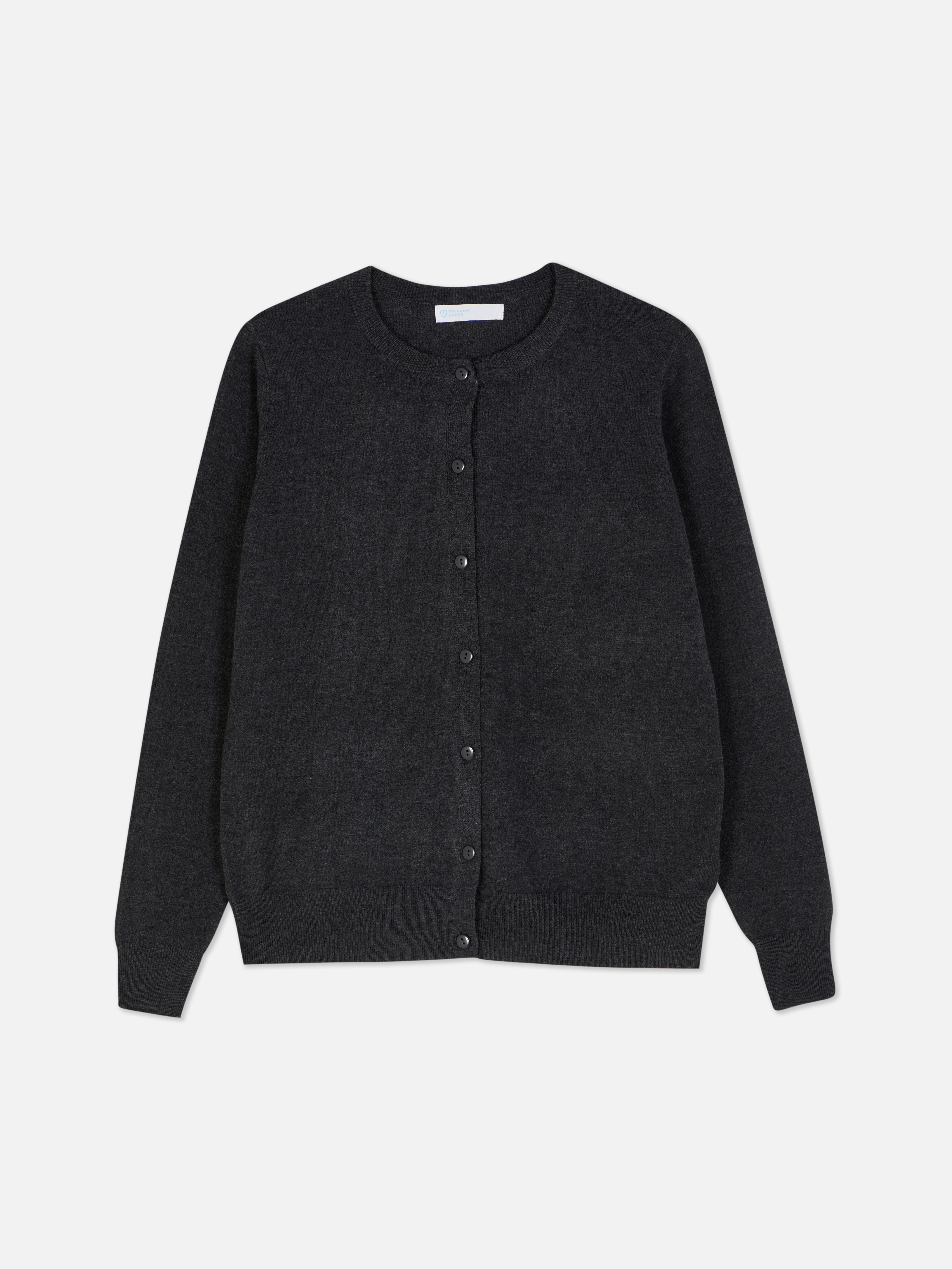 Womens Charcoal Classic Crew Neck Cardigan Primark