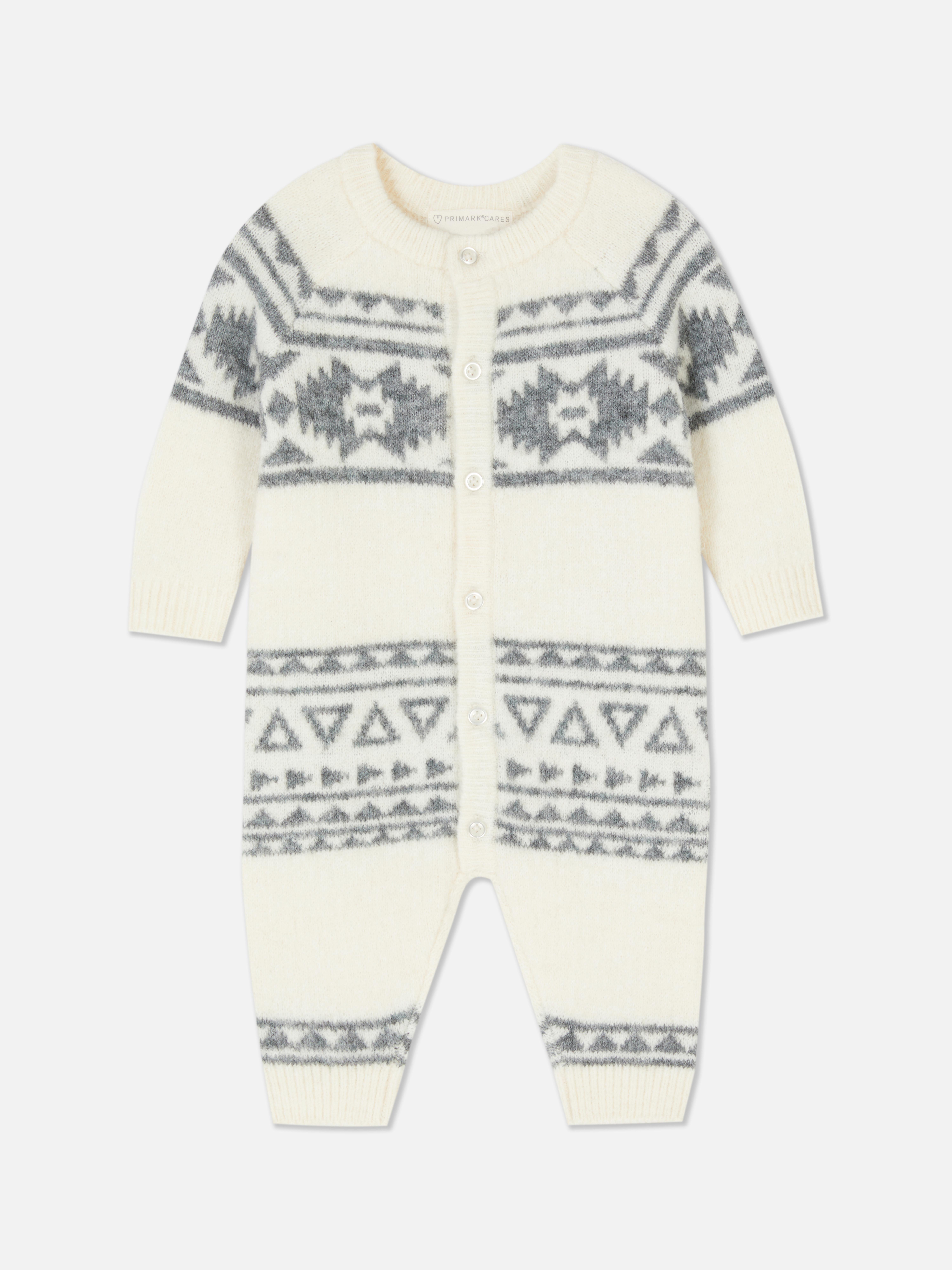 Newborn Boys;Girls;Unisex Oatmeal Stacey Solomon Fair Isle Rompe