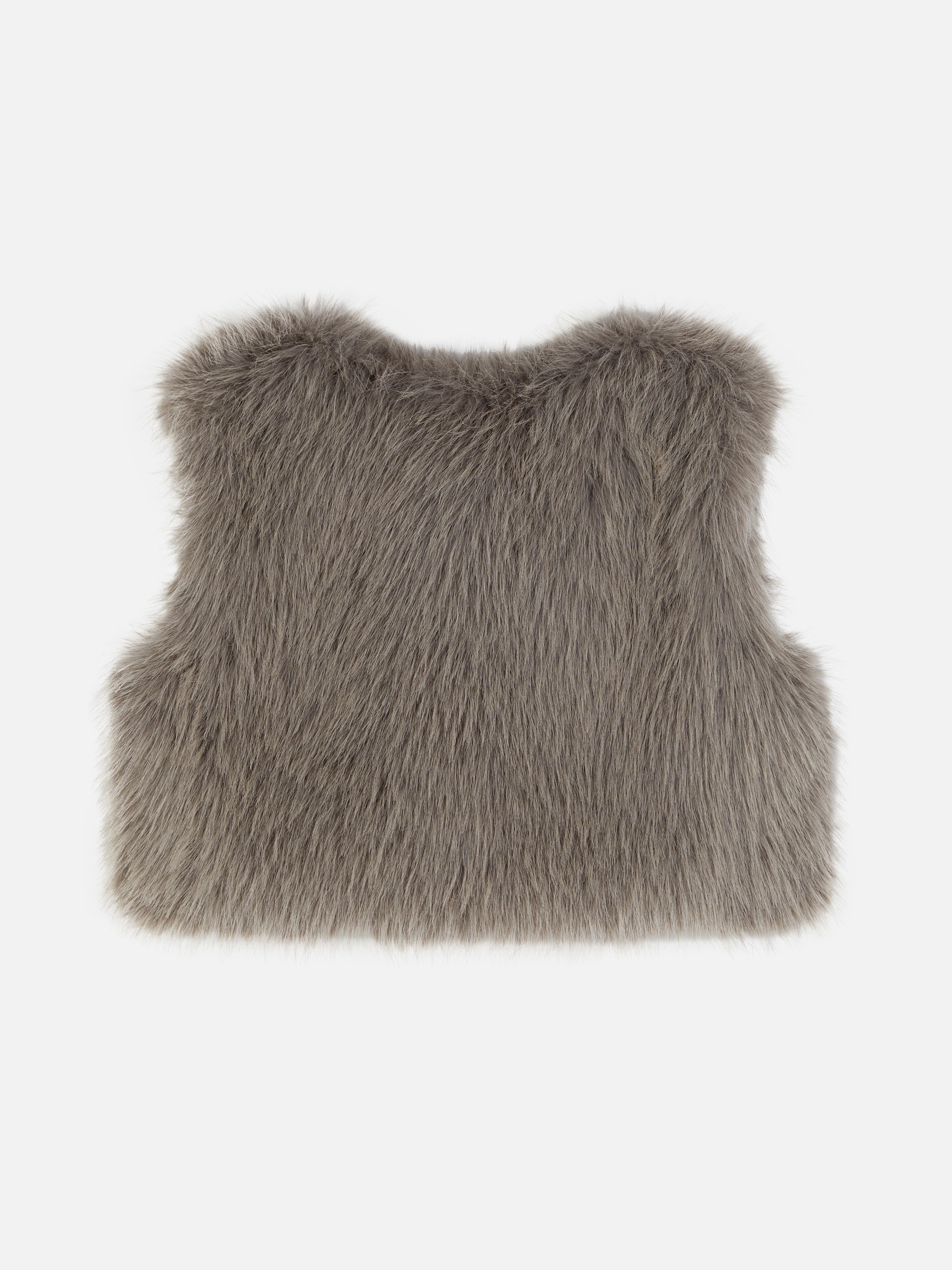 Girls Charcoal Faux Fur Gilet Primark