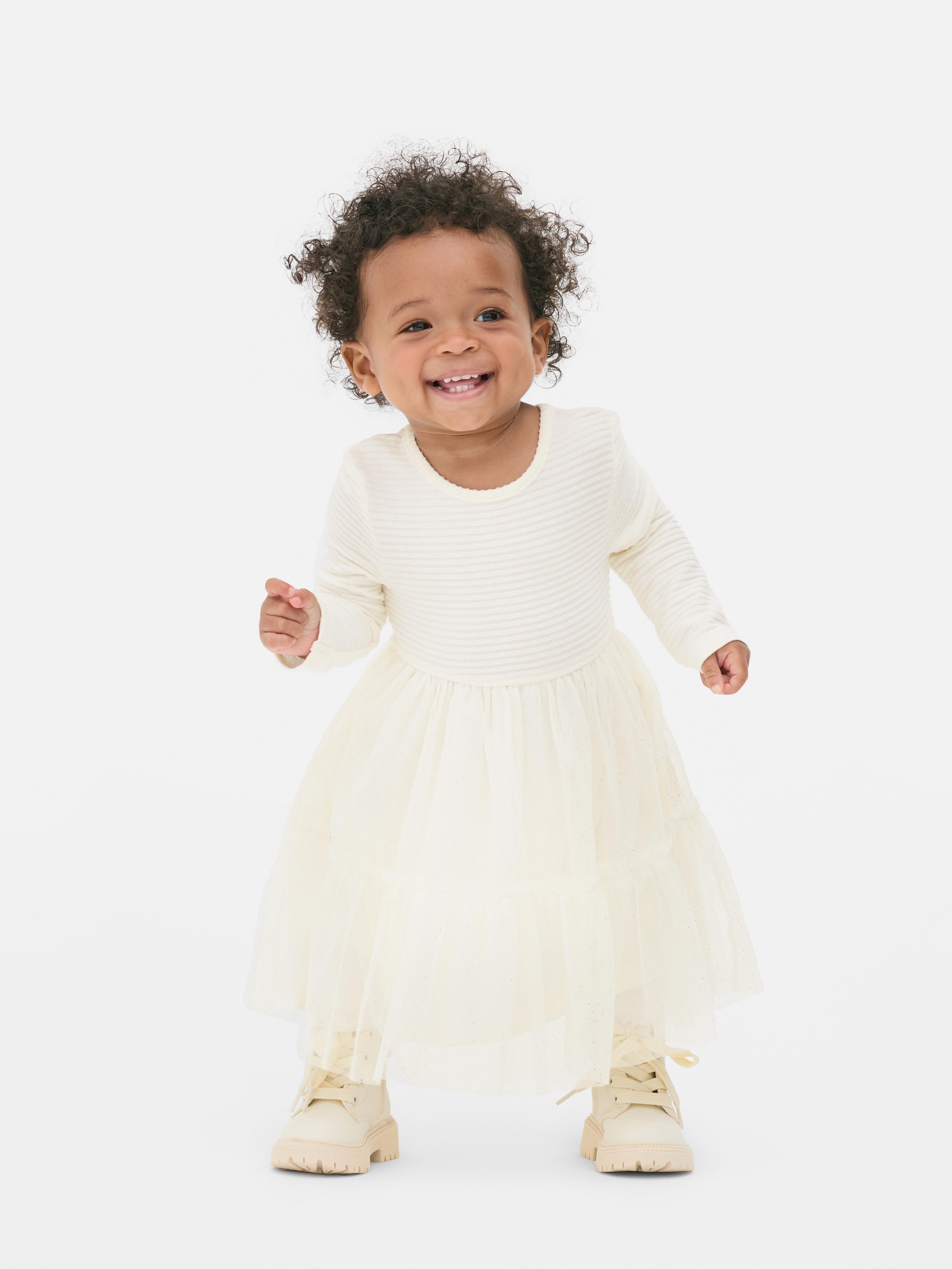 Baby Girls Ivory Ribbed Tutu Dress Primark