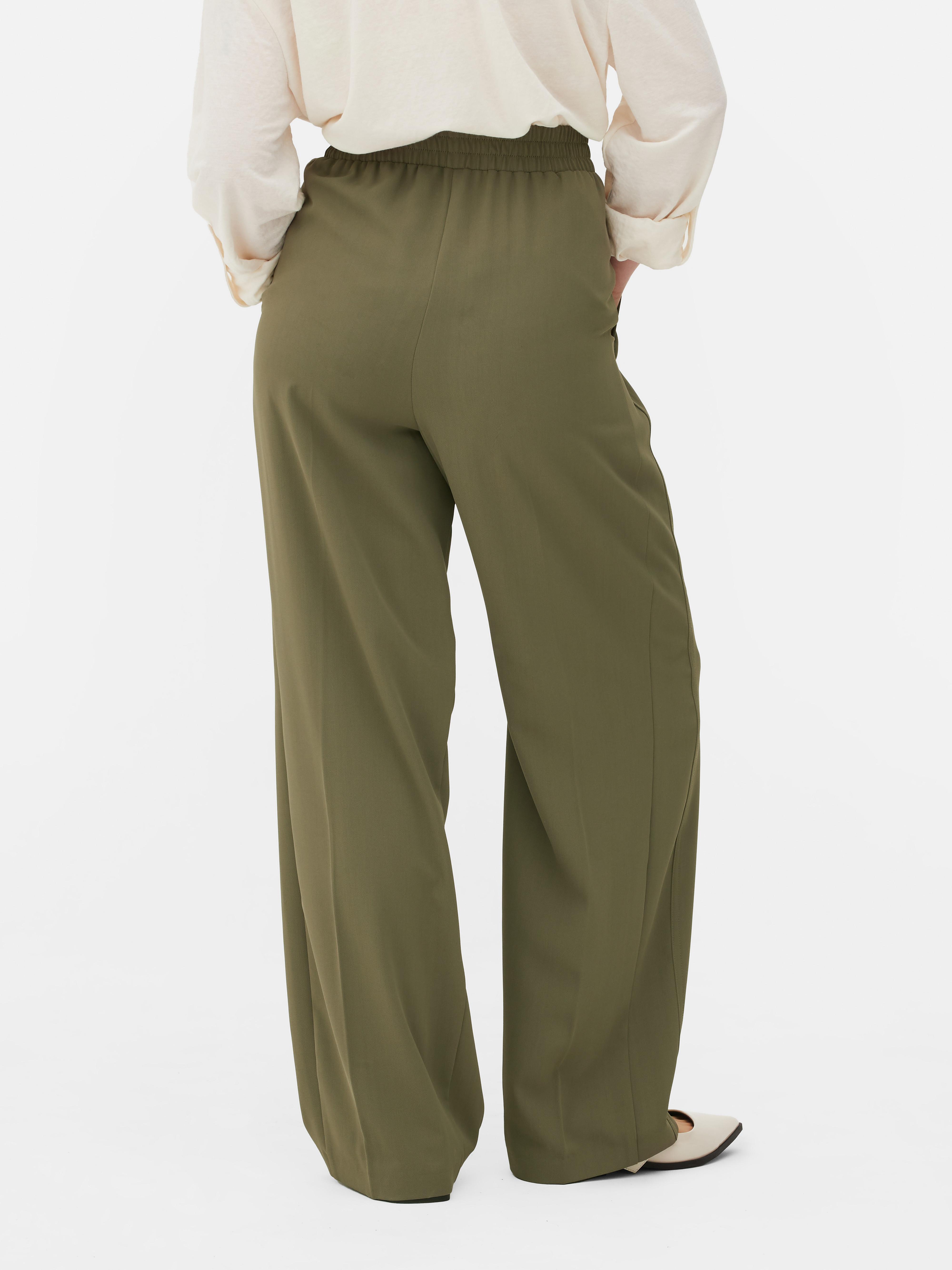 Womens Khaki Essential Wide Leg Joggers Primark