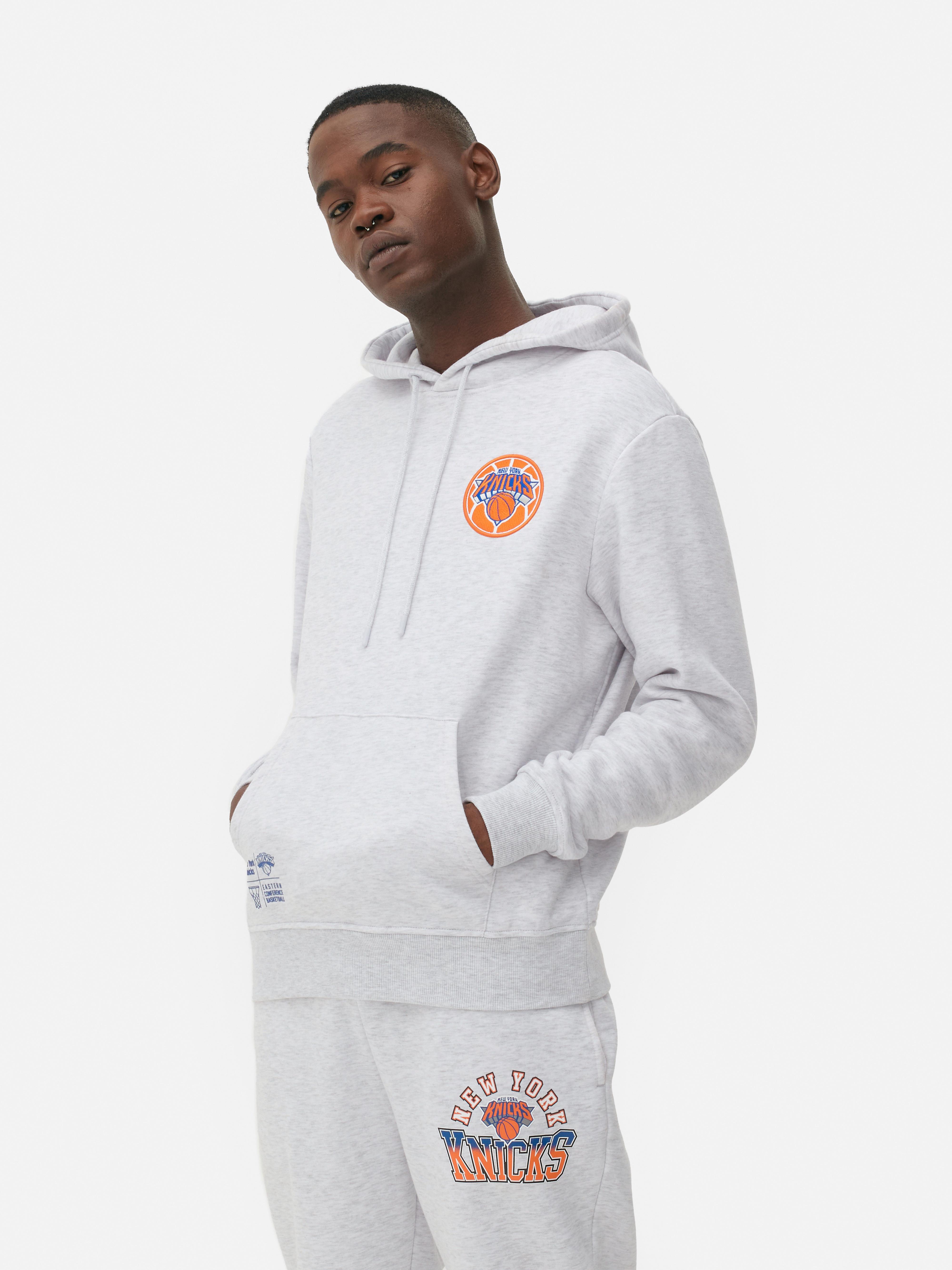 Men s Gray Heather NBA New York Knicks Drawstring Hoodie Primark