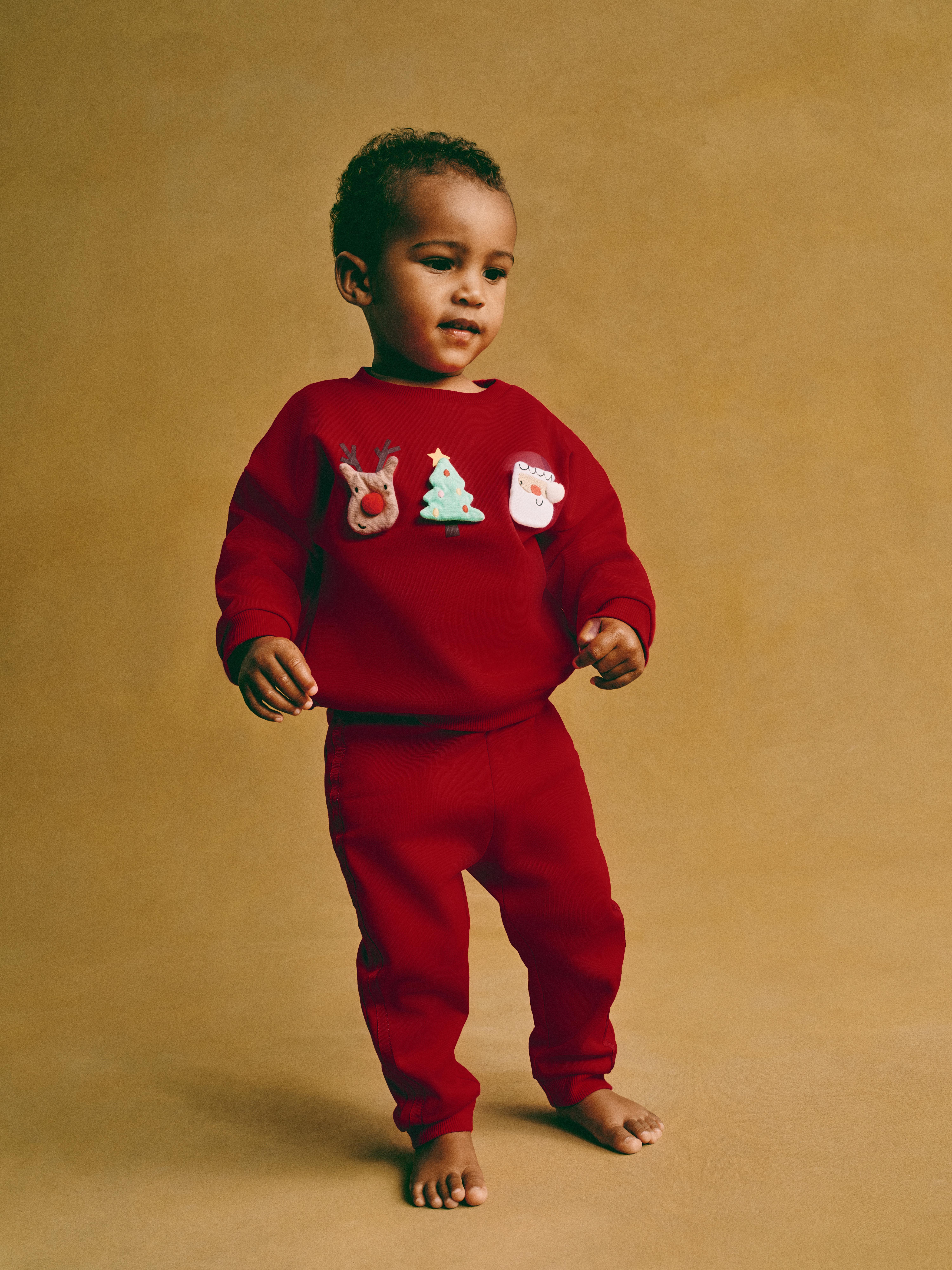 Baby Boys Red Co ord Christmas Sweatshirt and Joggers Set Primark