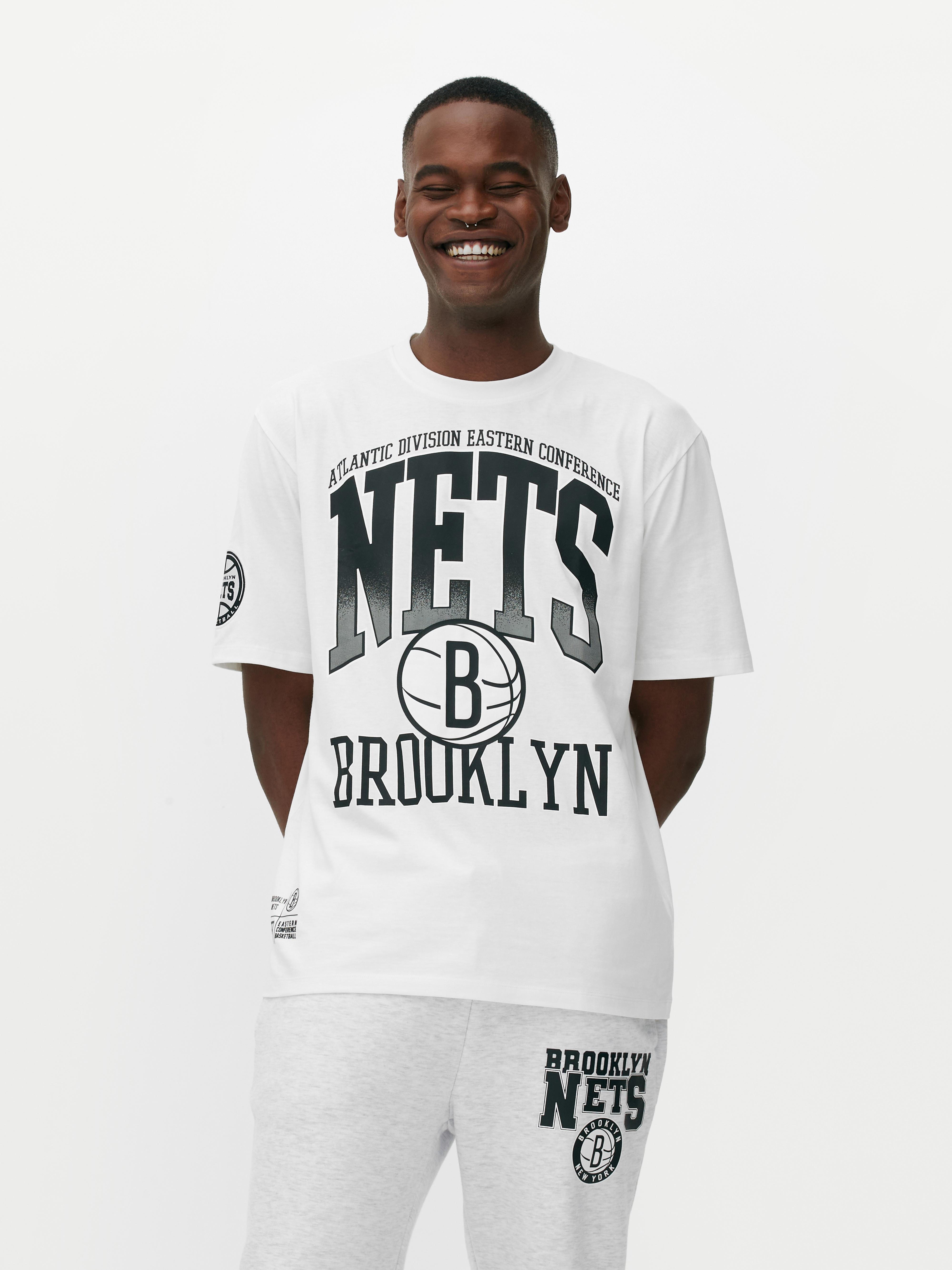 Men s Ivory NBA Brooklyn Nets Graphic T Shirt Primark