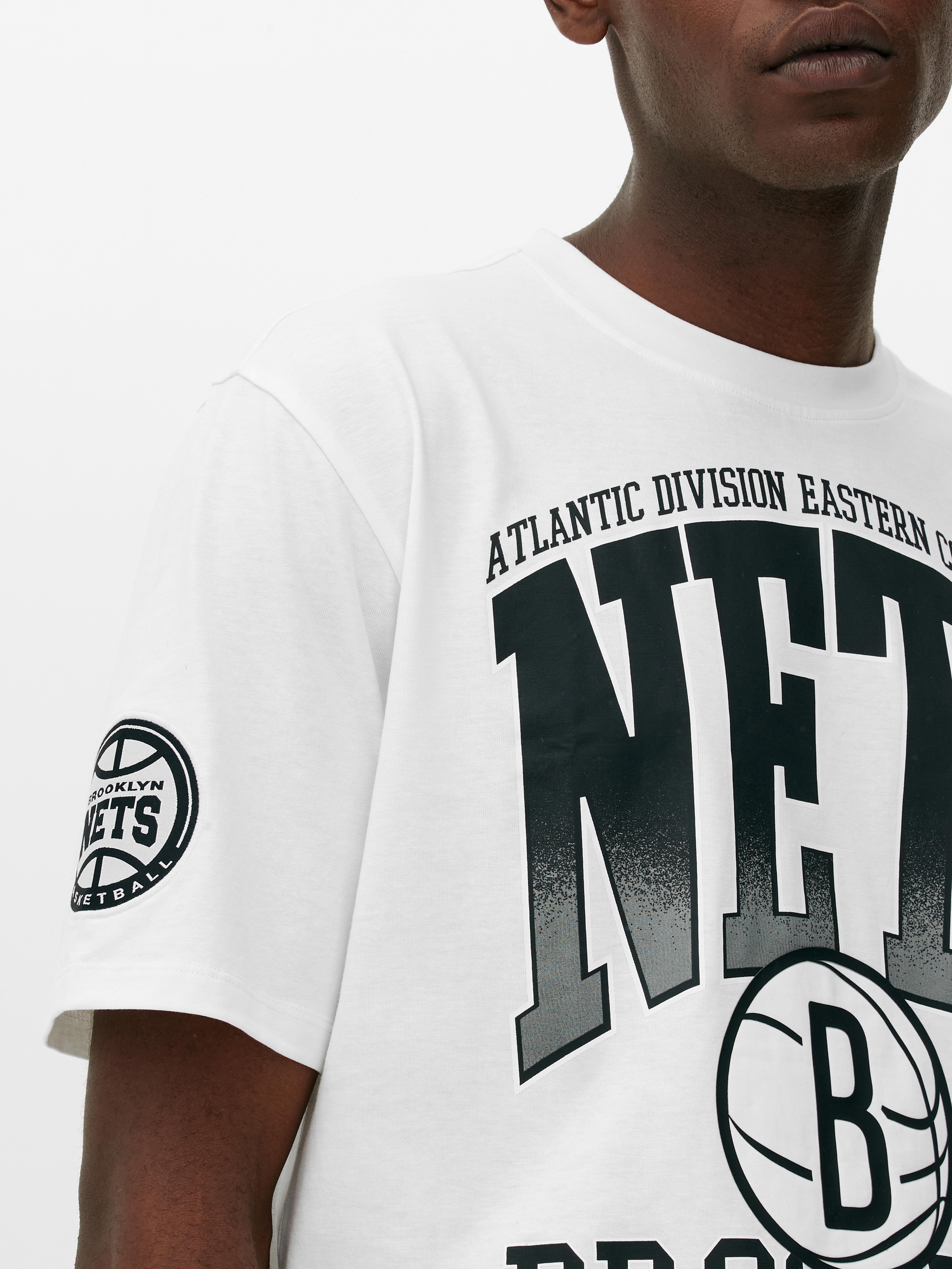 Men s Ivory NBA Brooklyn Nets Graphic T Shirt Primark
