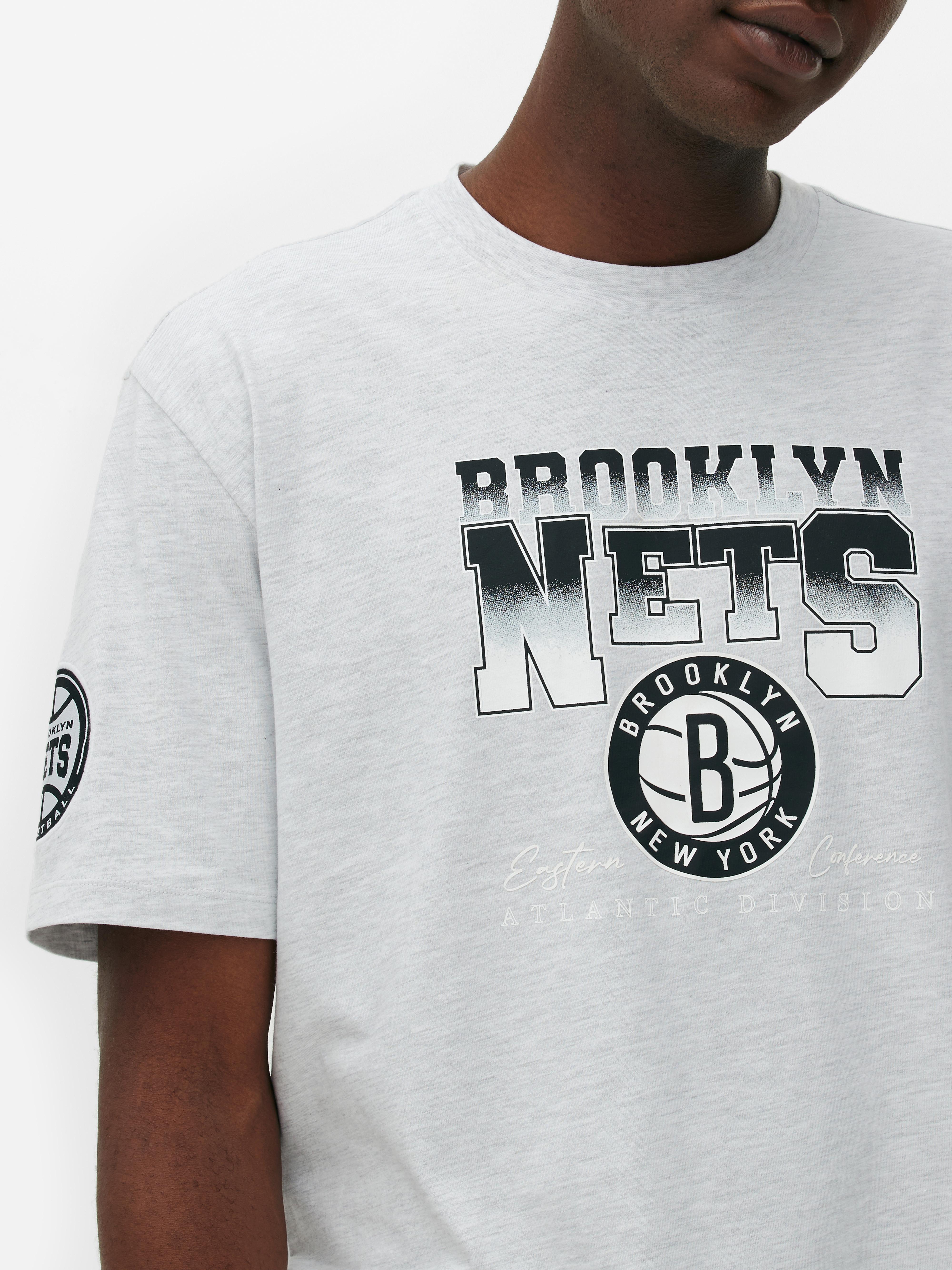 Men s Gray Heather NBA Brooklyn Nets T Shirt Primark