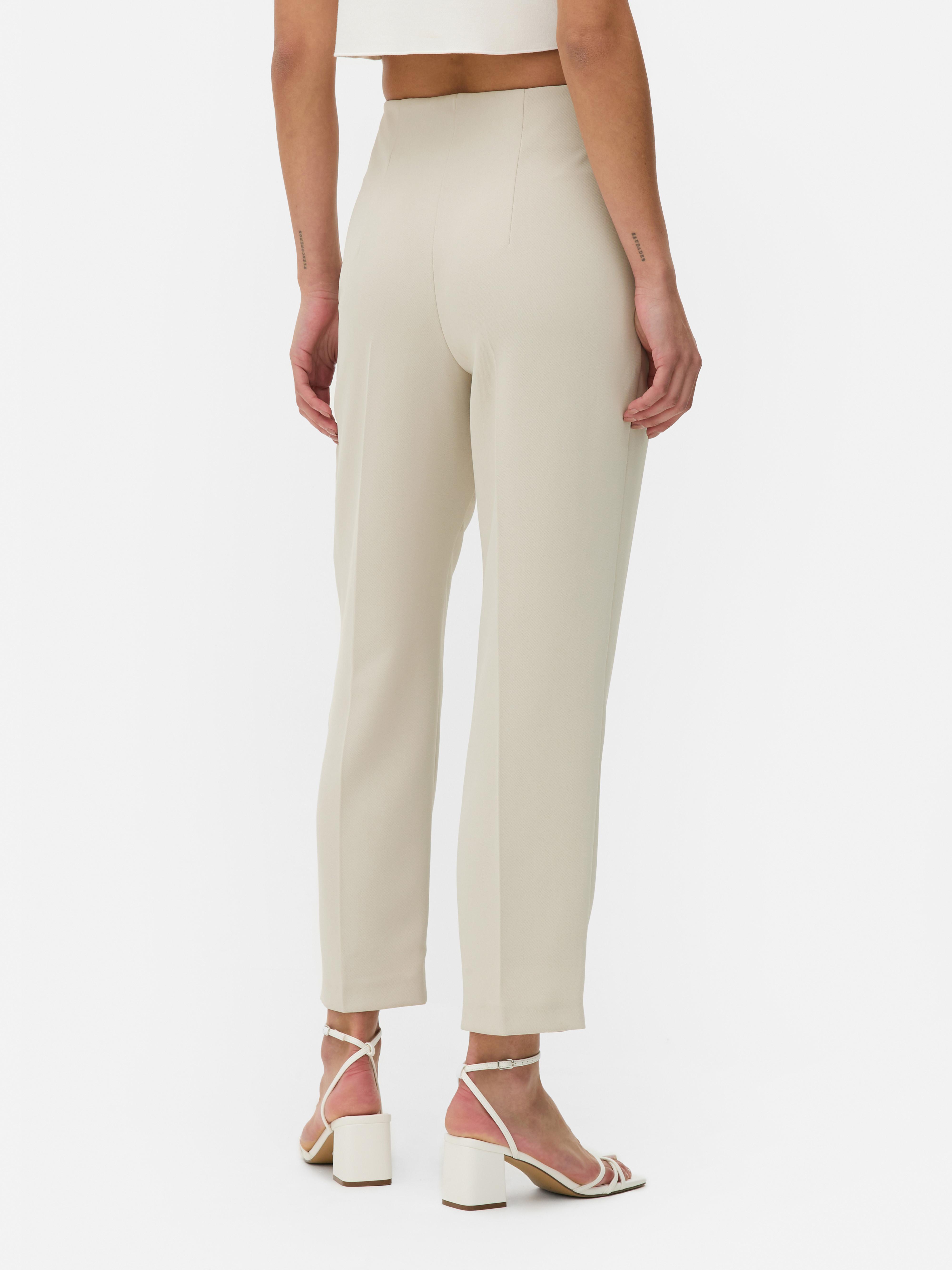 Women's Ivory Pin Stitch High Waist Pants | Primark