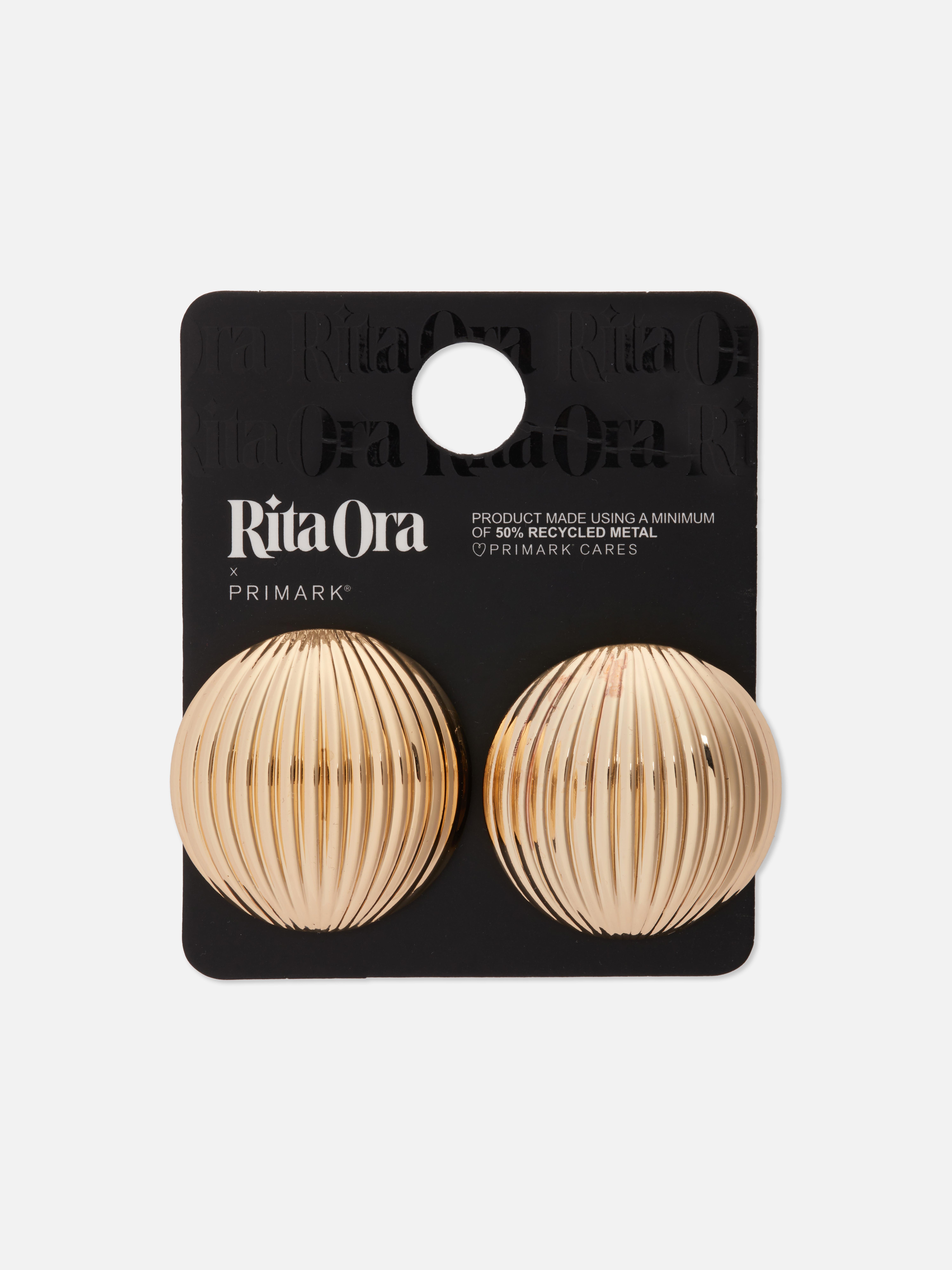 Womens Rita Ora Large Ridged Stud Earrings Yellow Penneys