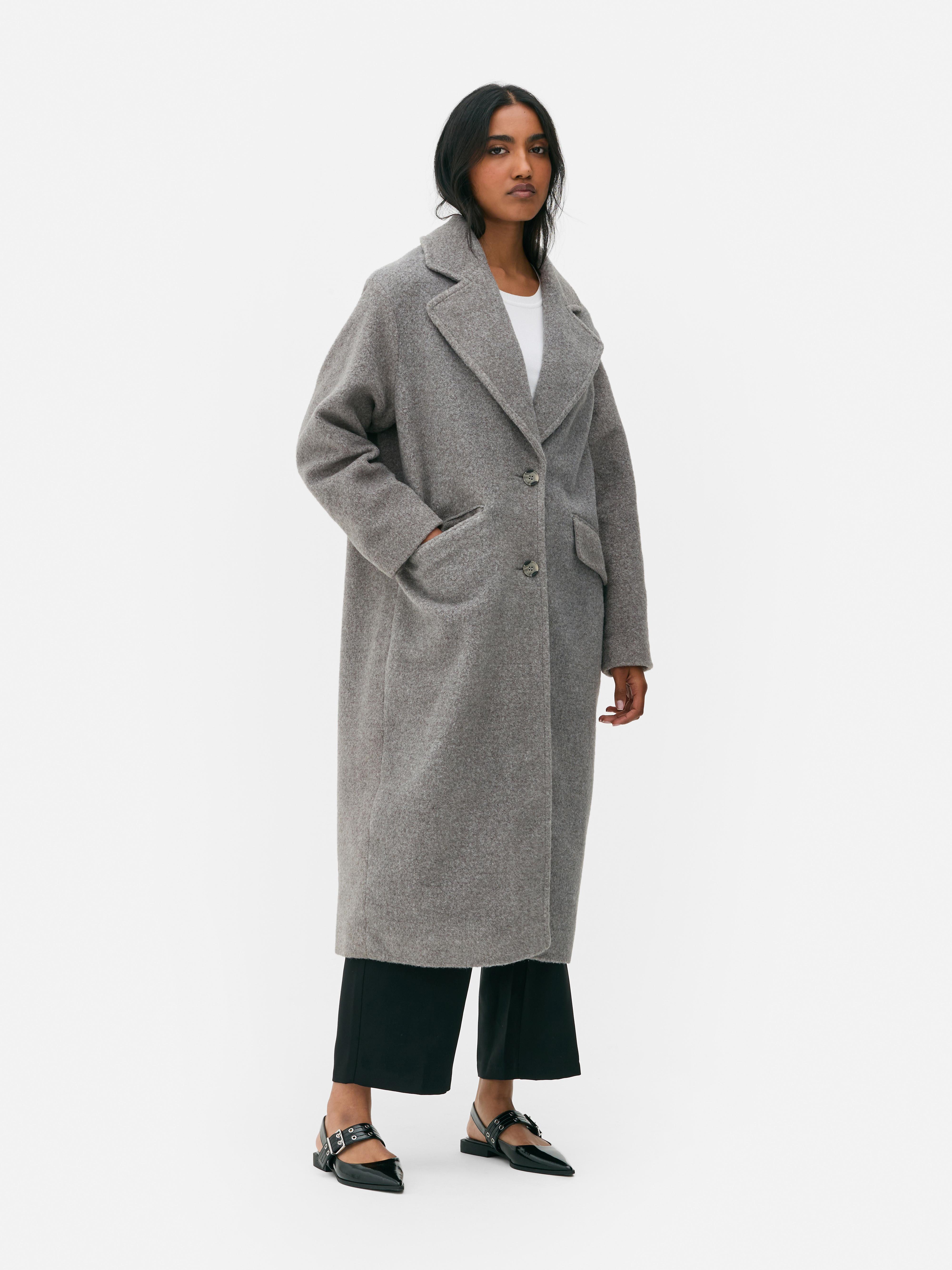 Womens Grey Soft Single Breasted Coat Primark