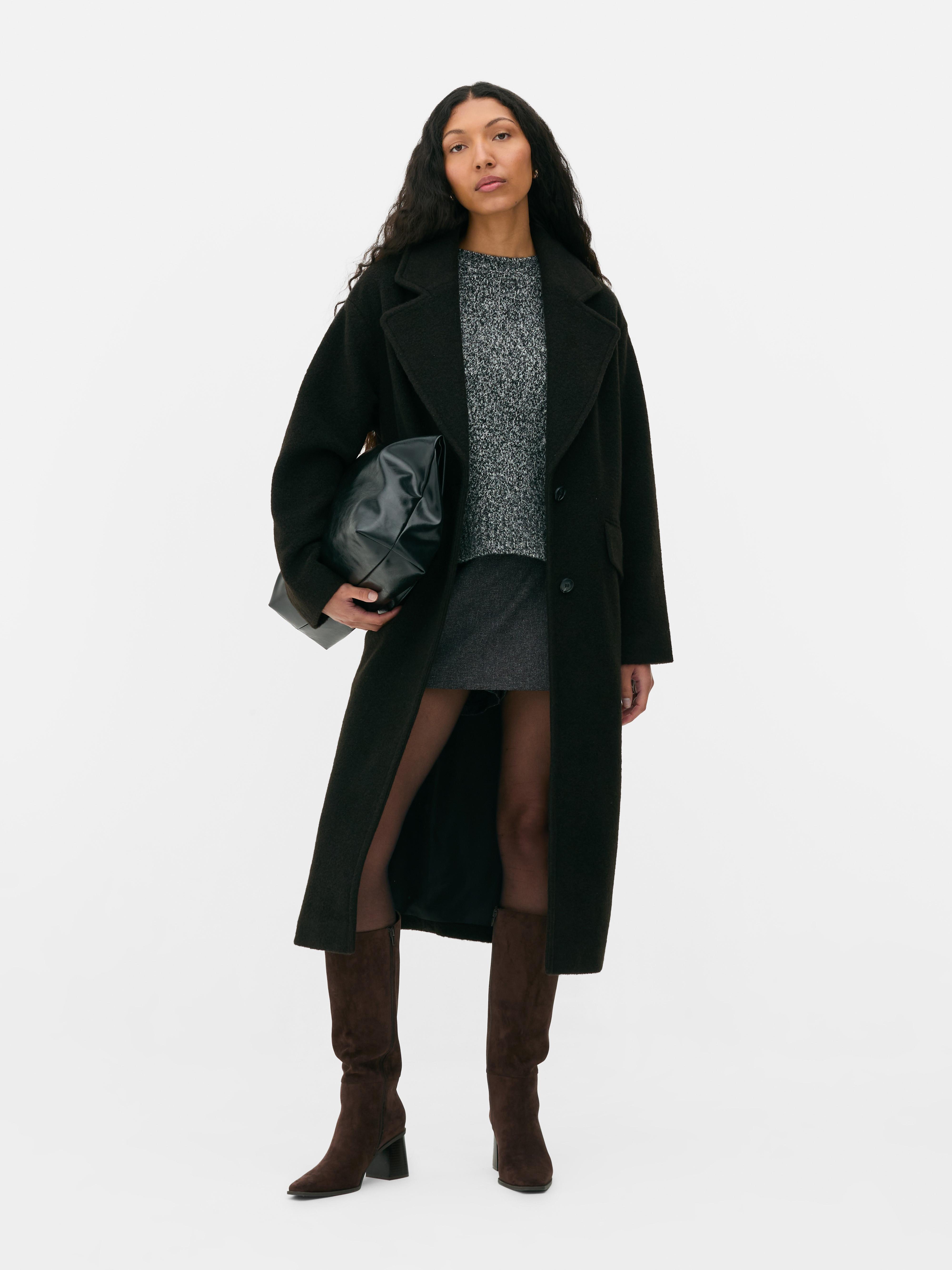 Ladies black single breasted coat online