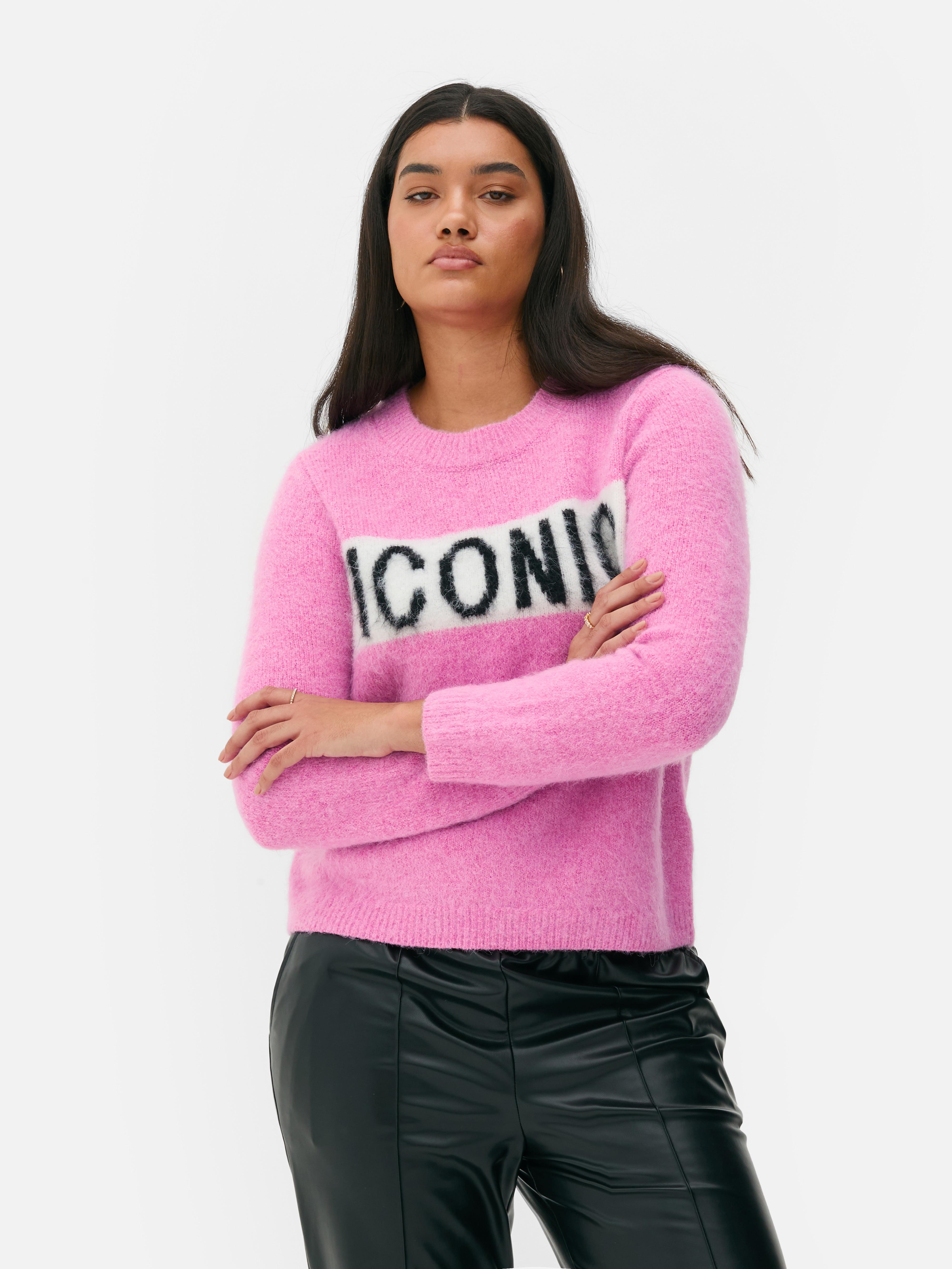 Women s Turquoise Brushed Slogan Jumper Penneys
