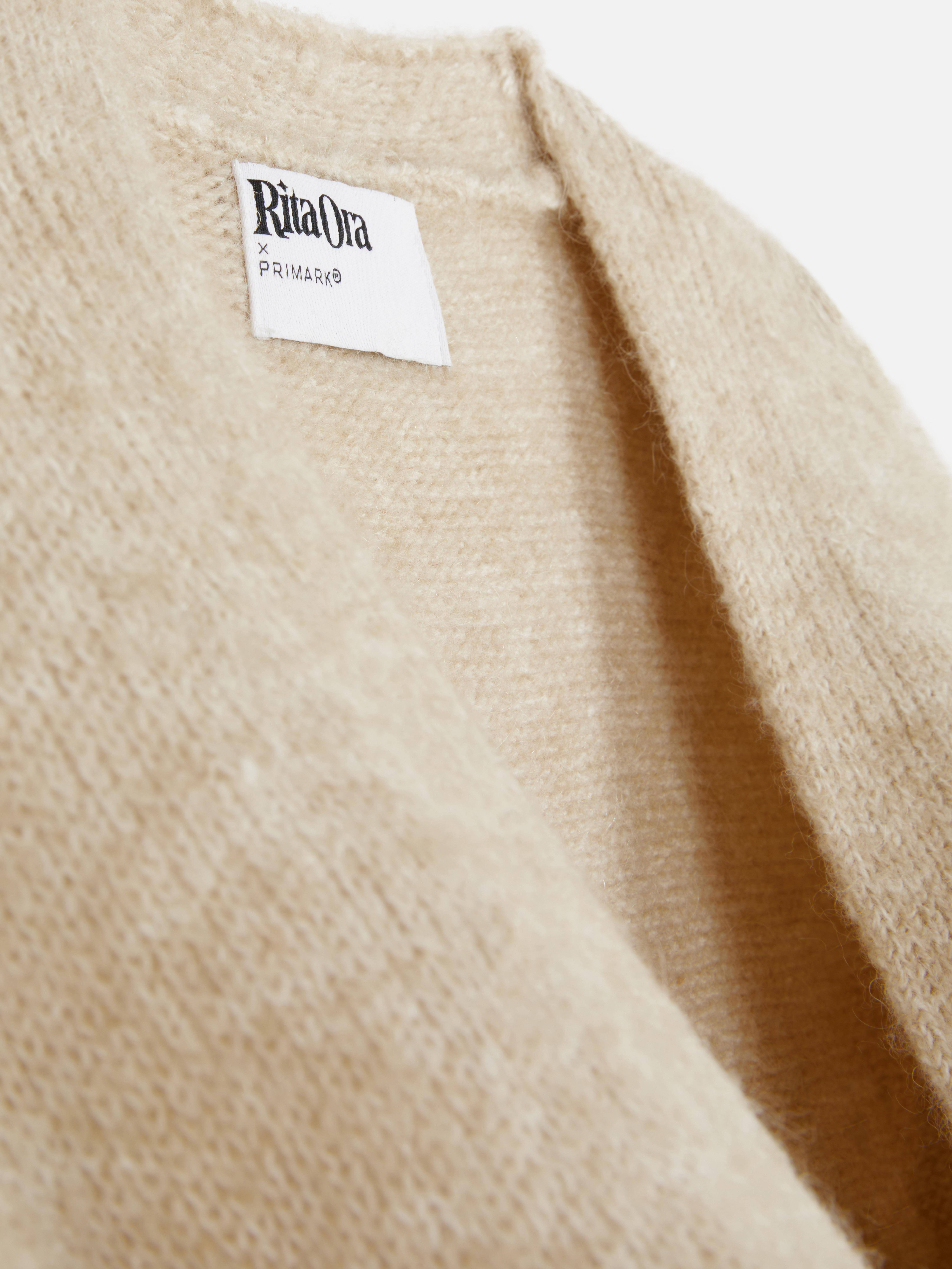 Women s Beige Rita Ora Long Fluffy Cardigan Primark