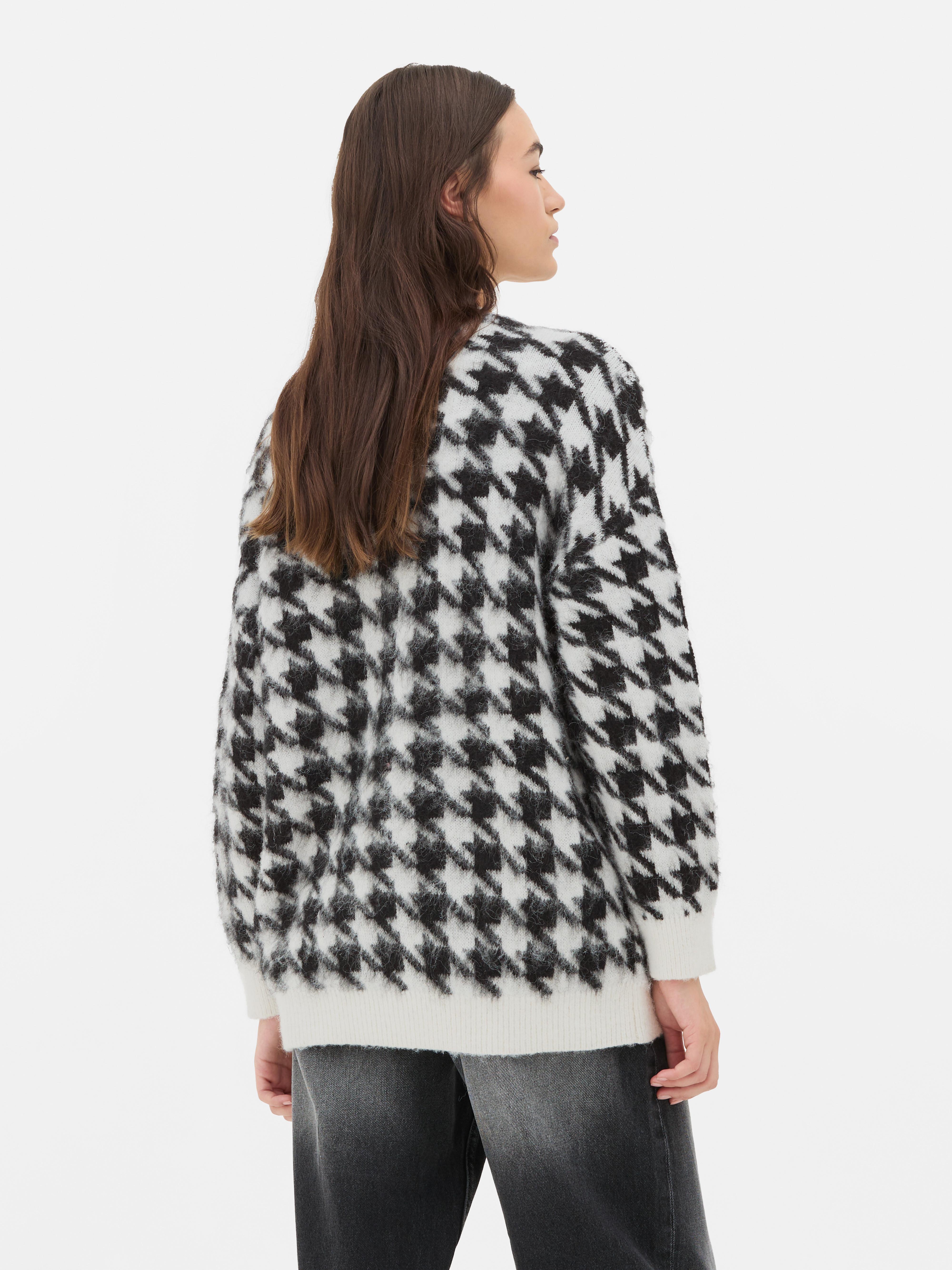 BoyfriendCardigan mit Hahnentrittmuster Schwarz/Weiß Damen Primark