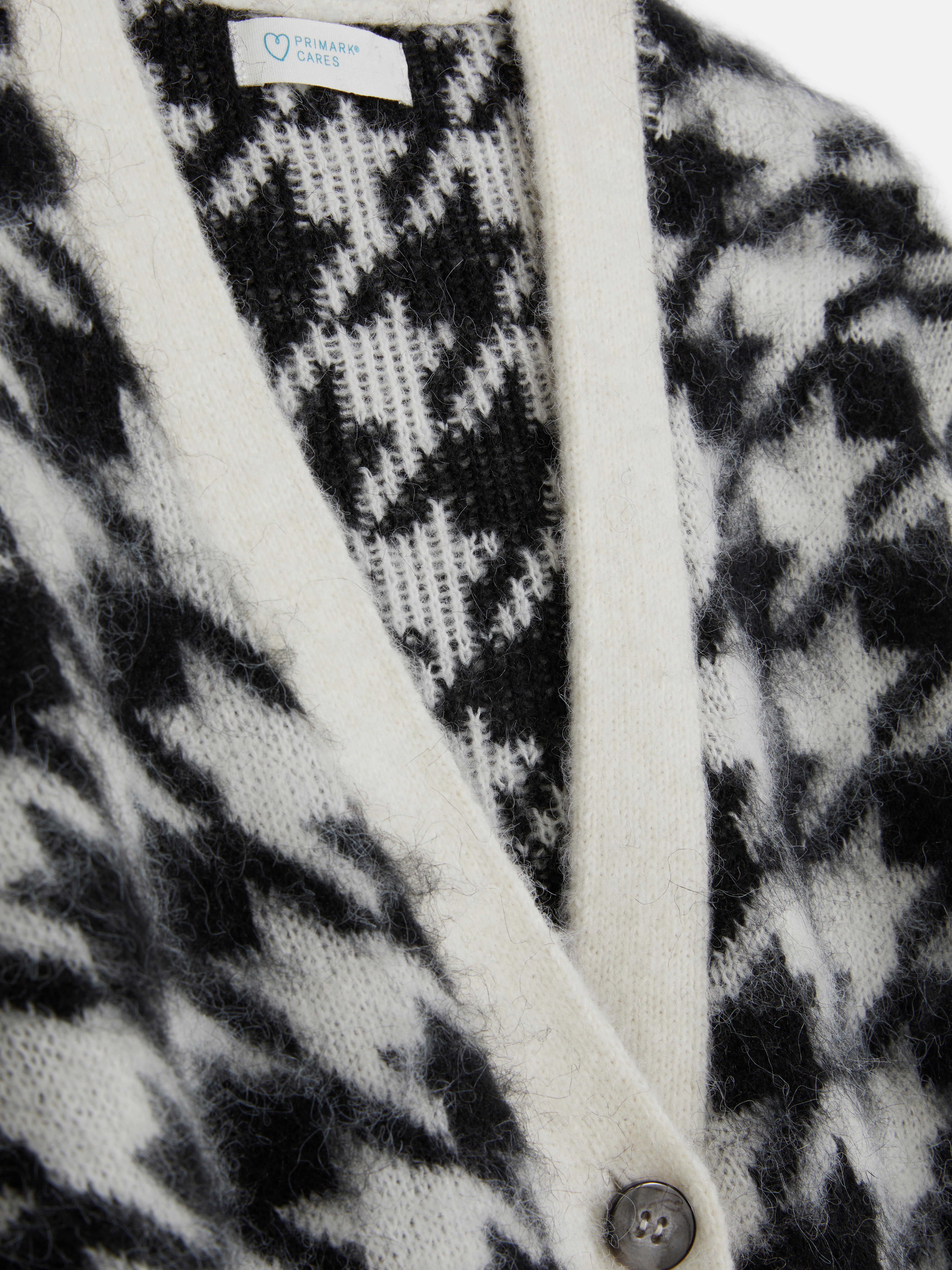 BoyfriendCardigan mit Hahnentrittmuster Schwarz/Weiß Damen Primark