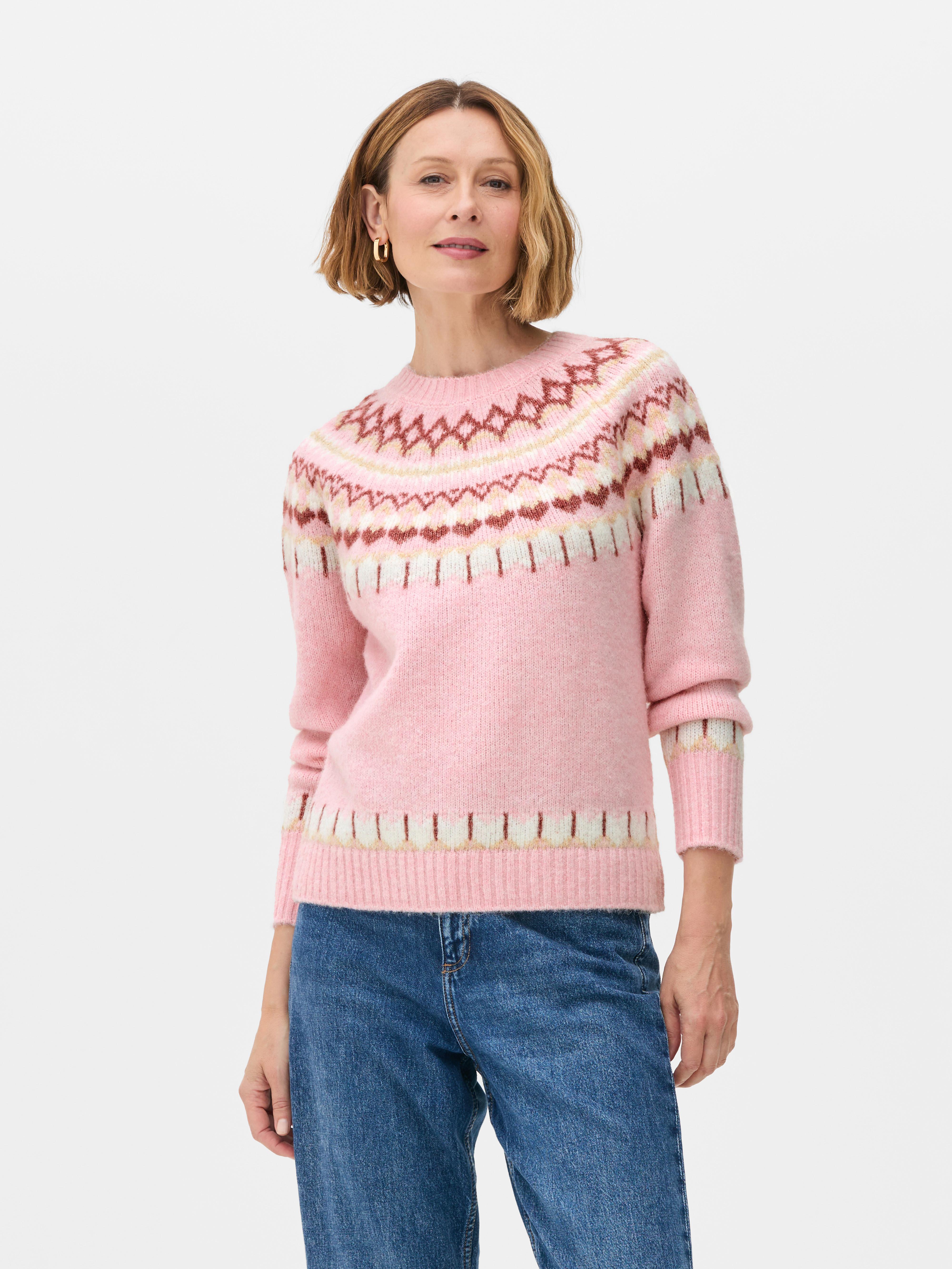 Fairisle trui met ronde hals Roze Dames Primark