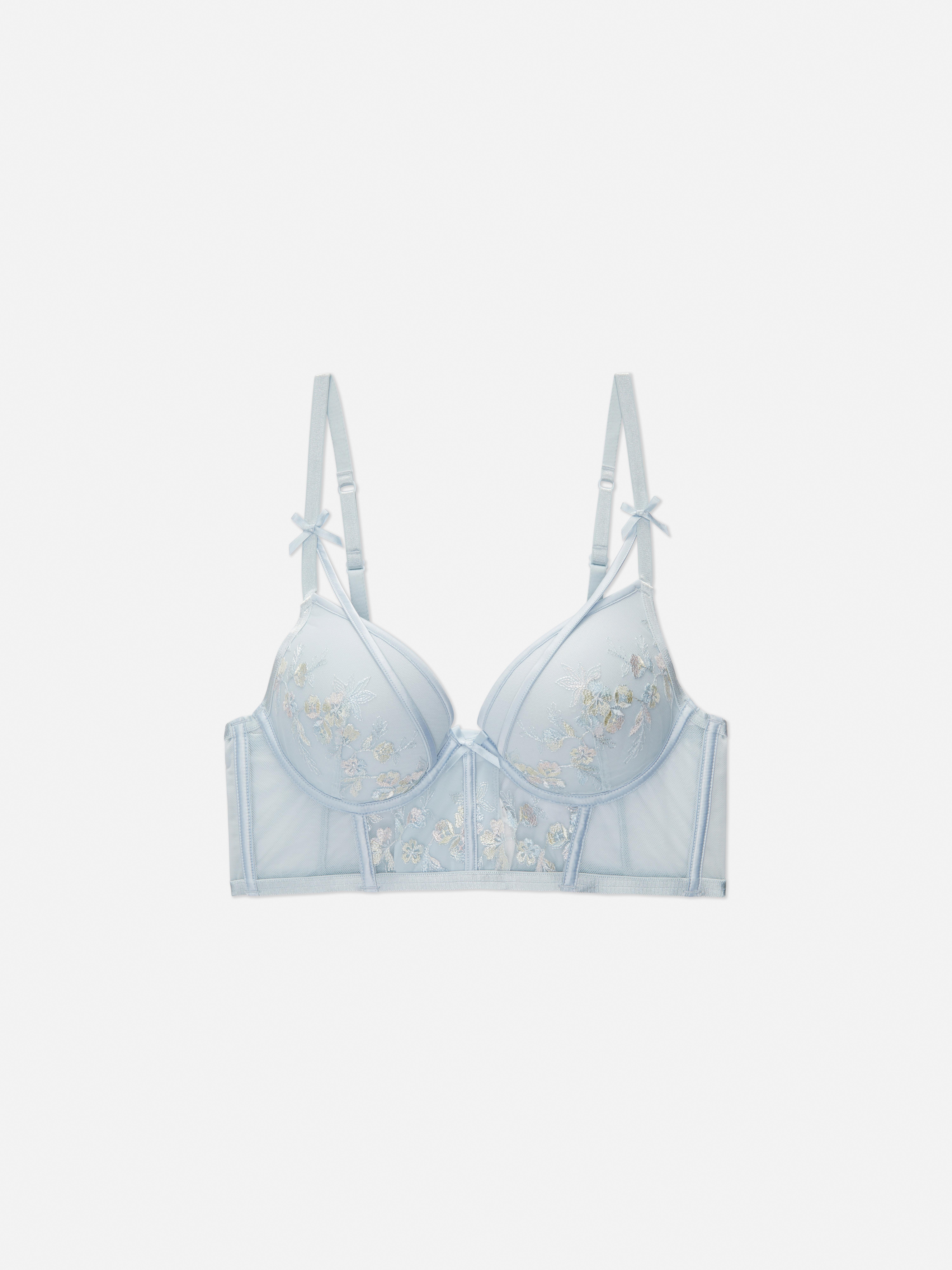 Langer Push-up-BH mit Blumenstickerei