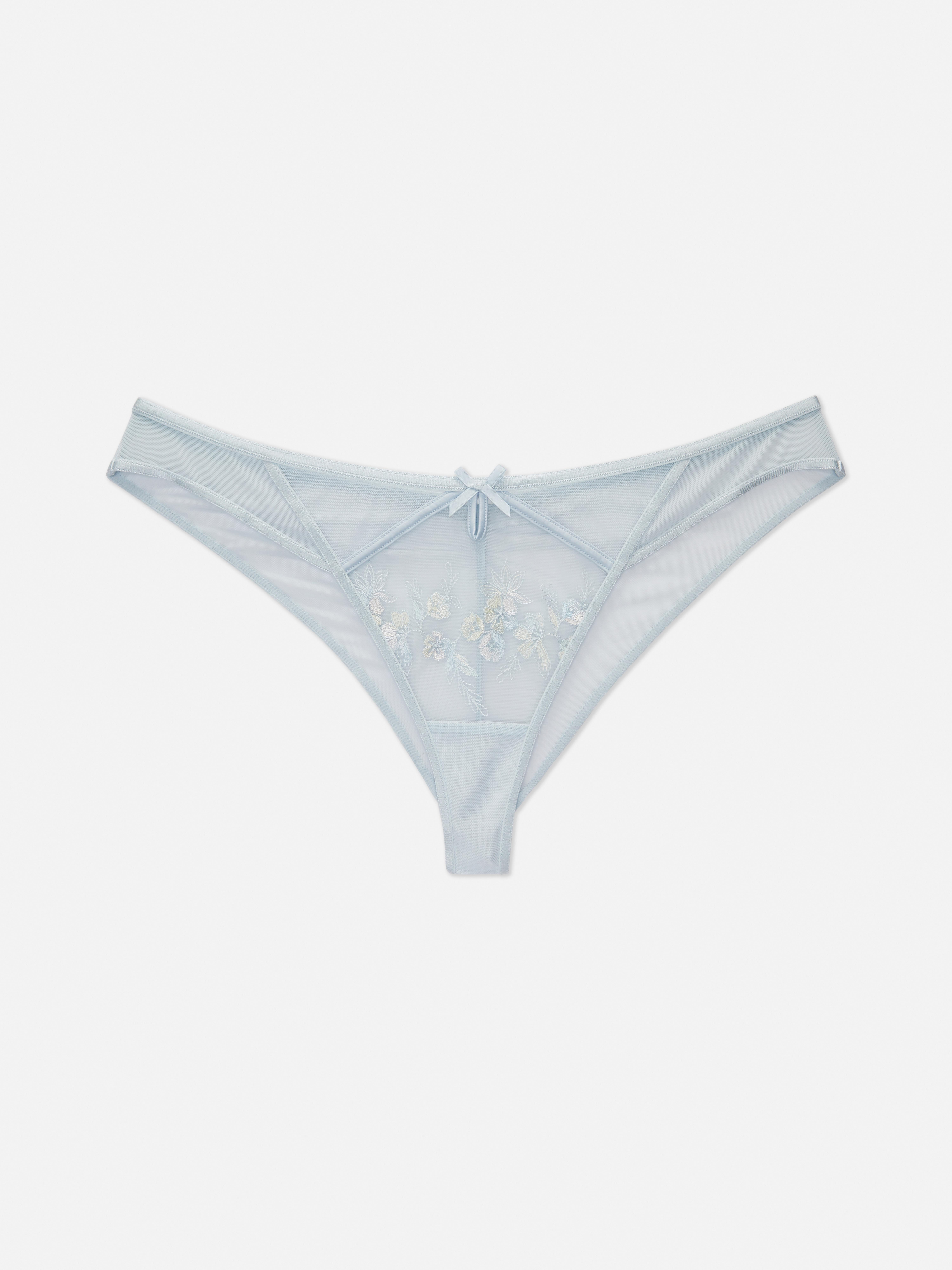 Culotte brésilienne en maille brodée de fleurs