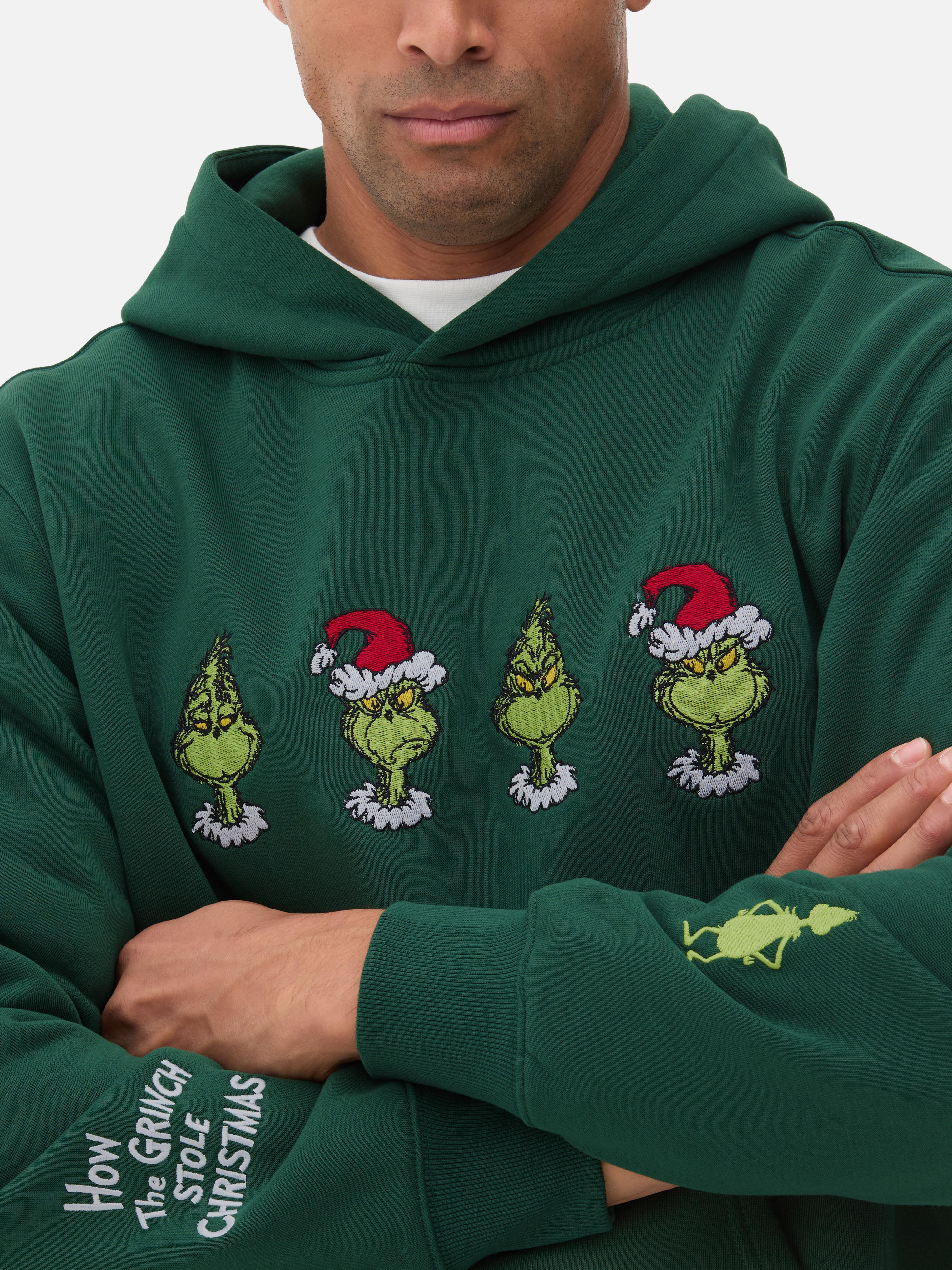 Men s Dark Green The Grinch Graphic Hoodie Primark