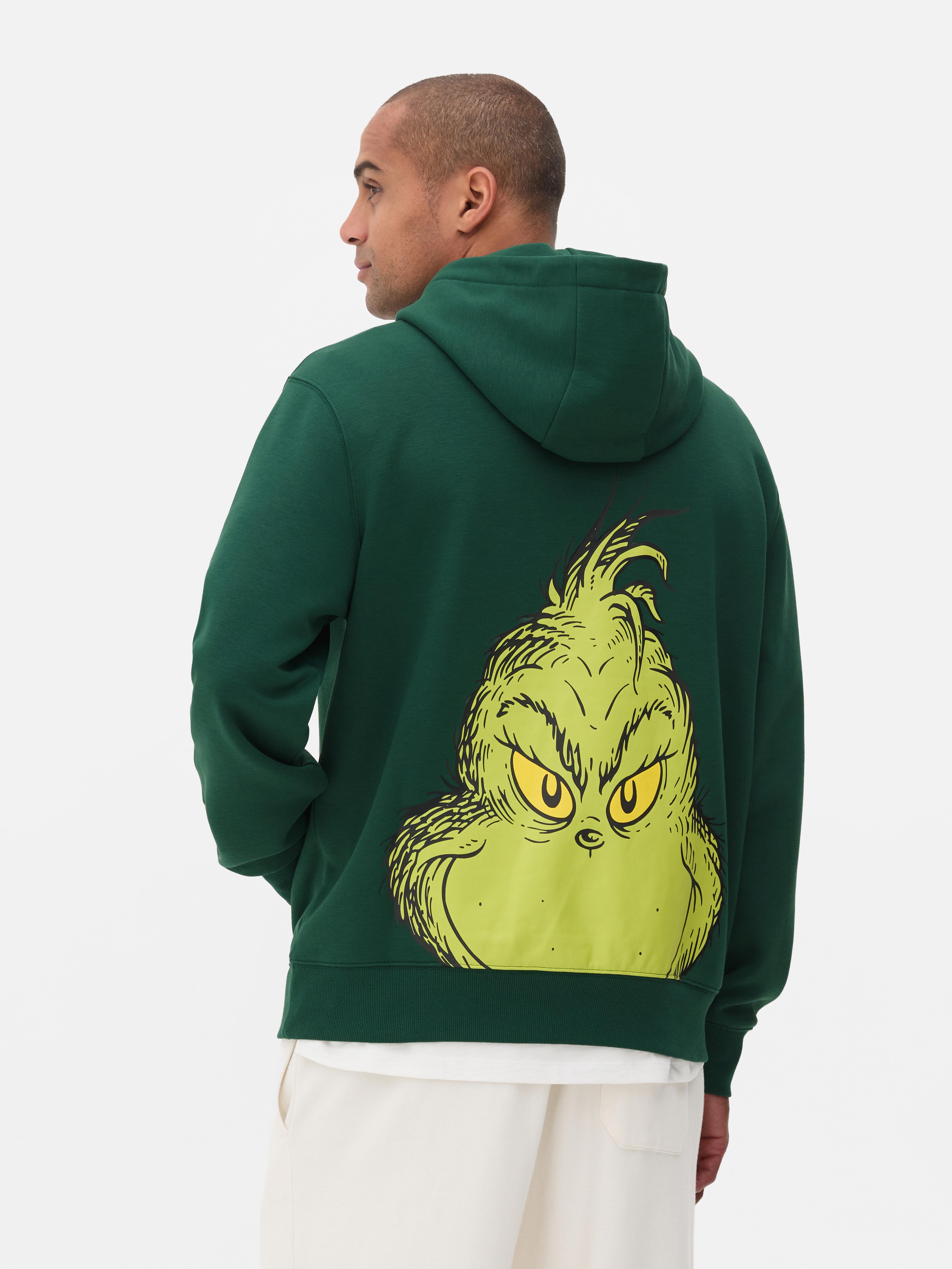 Men s Dark Green The Grinch Graphic Hoodie Primark