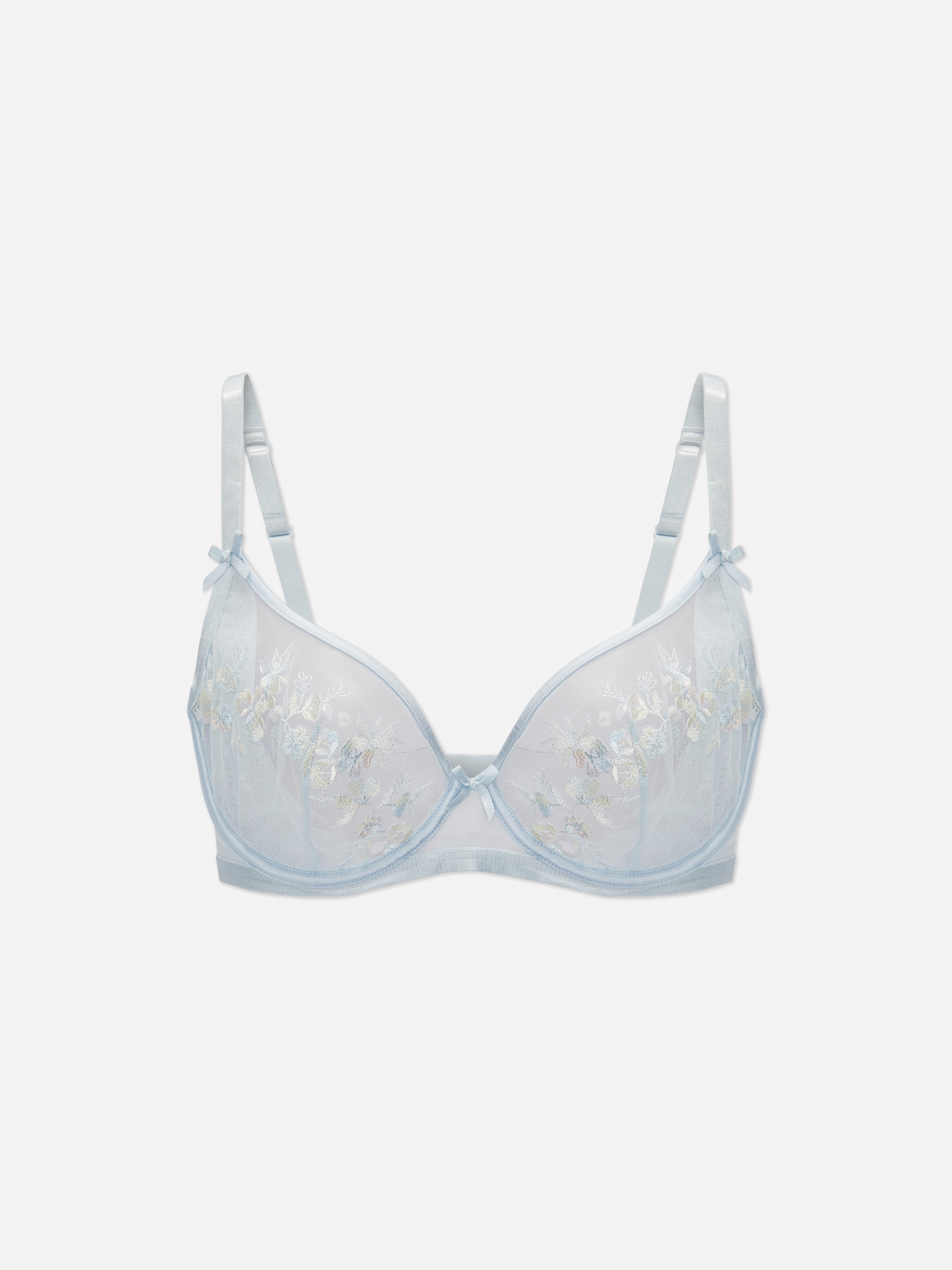 Reggiseno non imbottito ricamato a fiori D-H