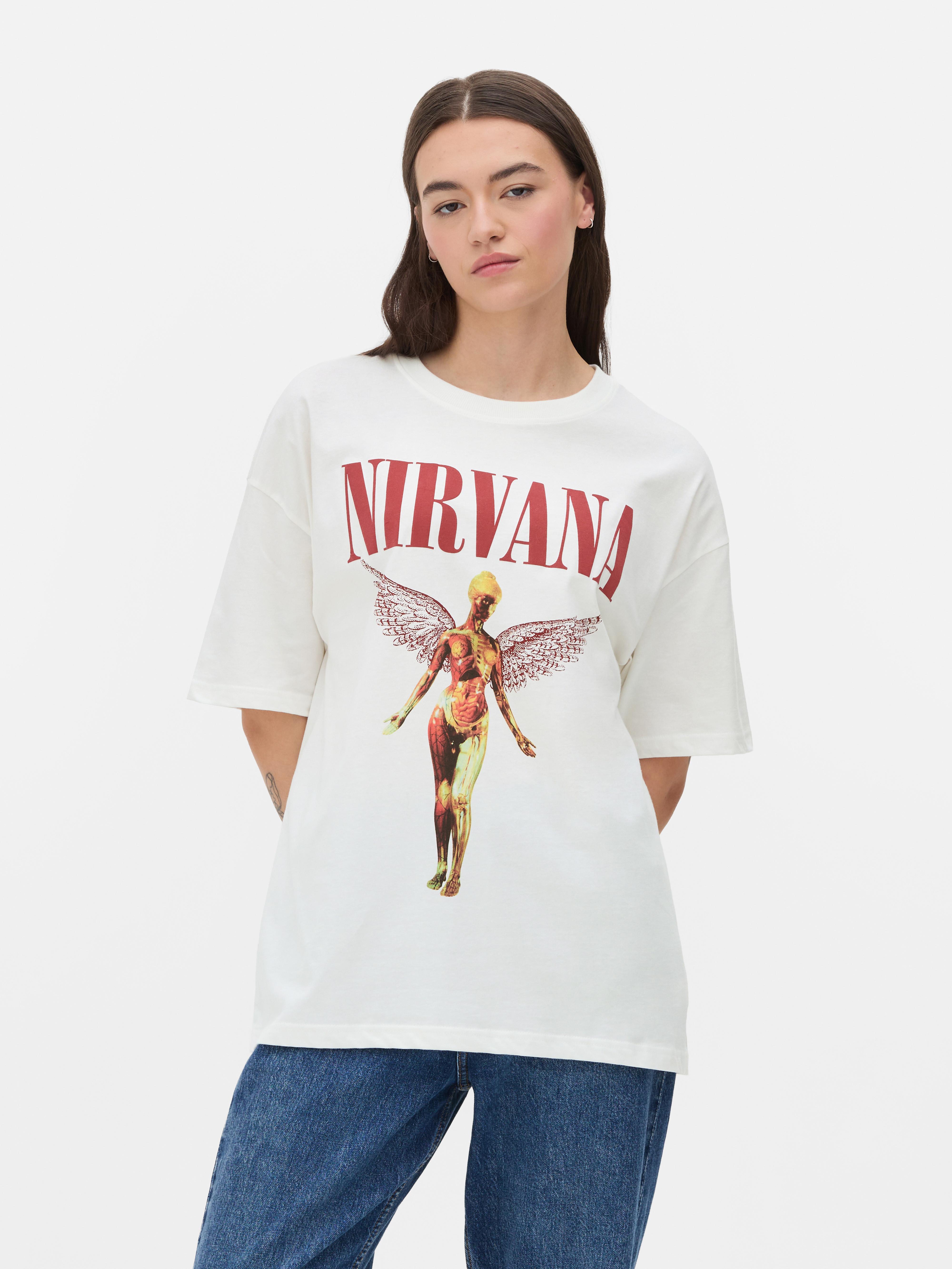 Womens Ivory Nirvana Graphic Oversized T Shirt Primark