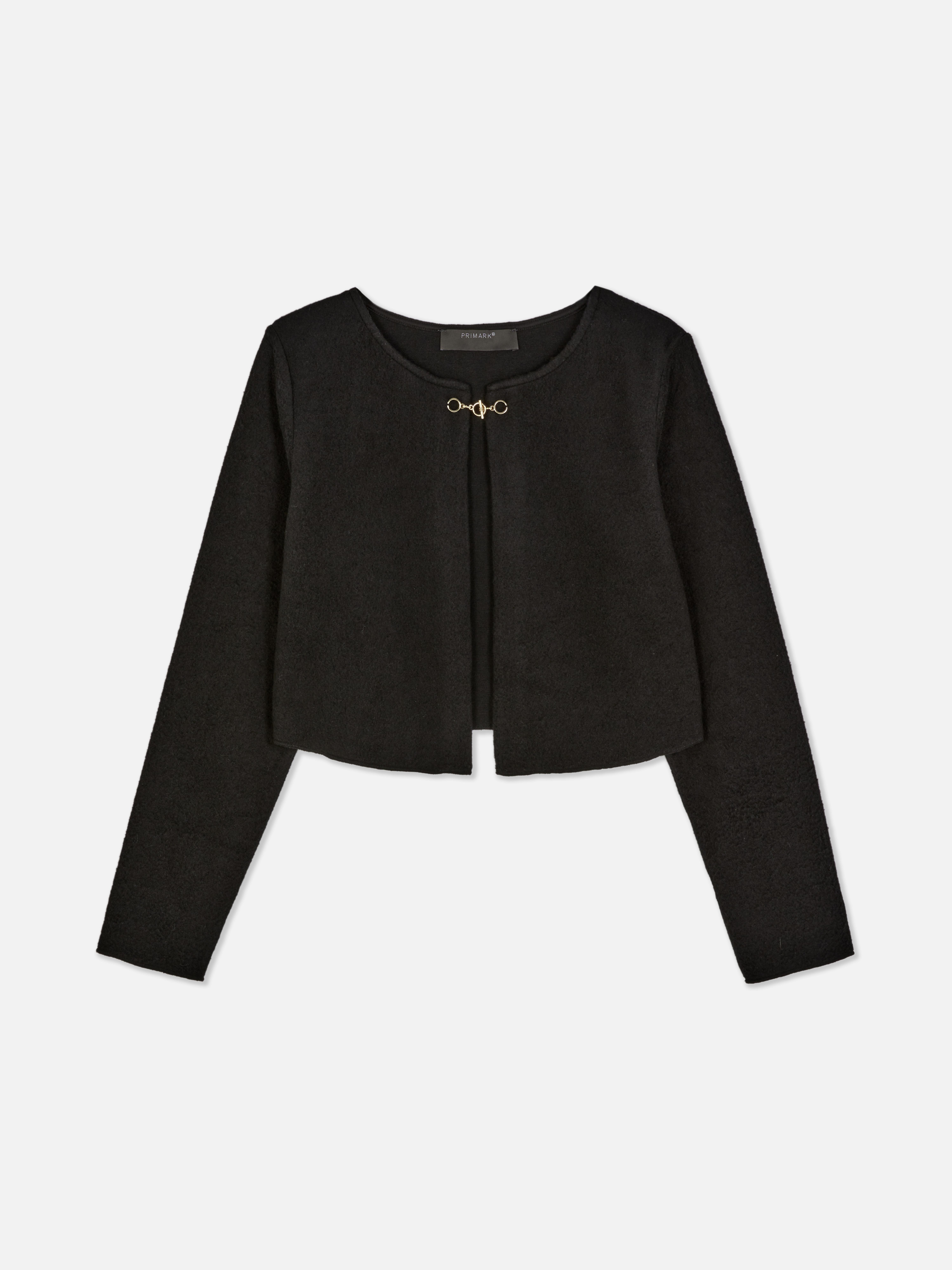 Womens Black Long Sleeve Hook Front Cardigan Primark