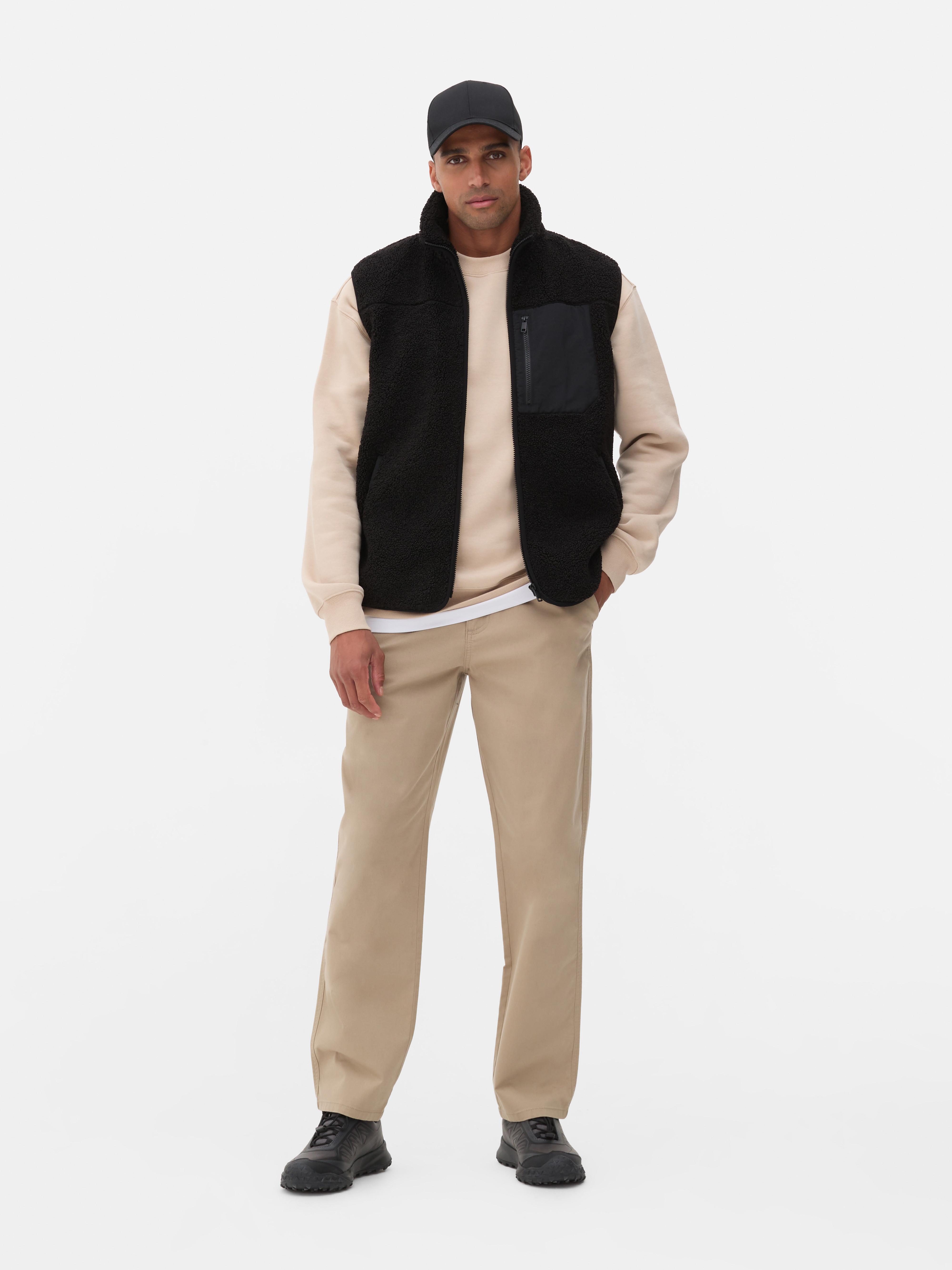 Men's fleece vest with chest pocket deals