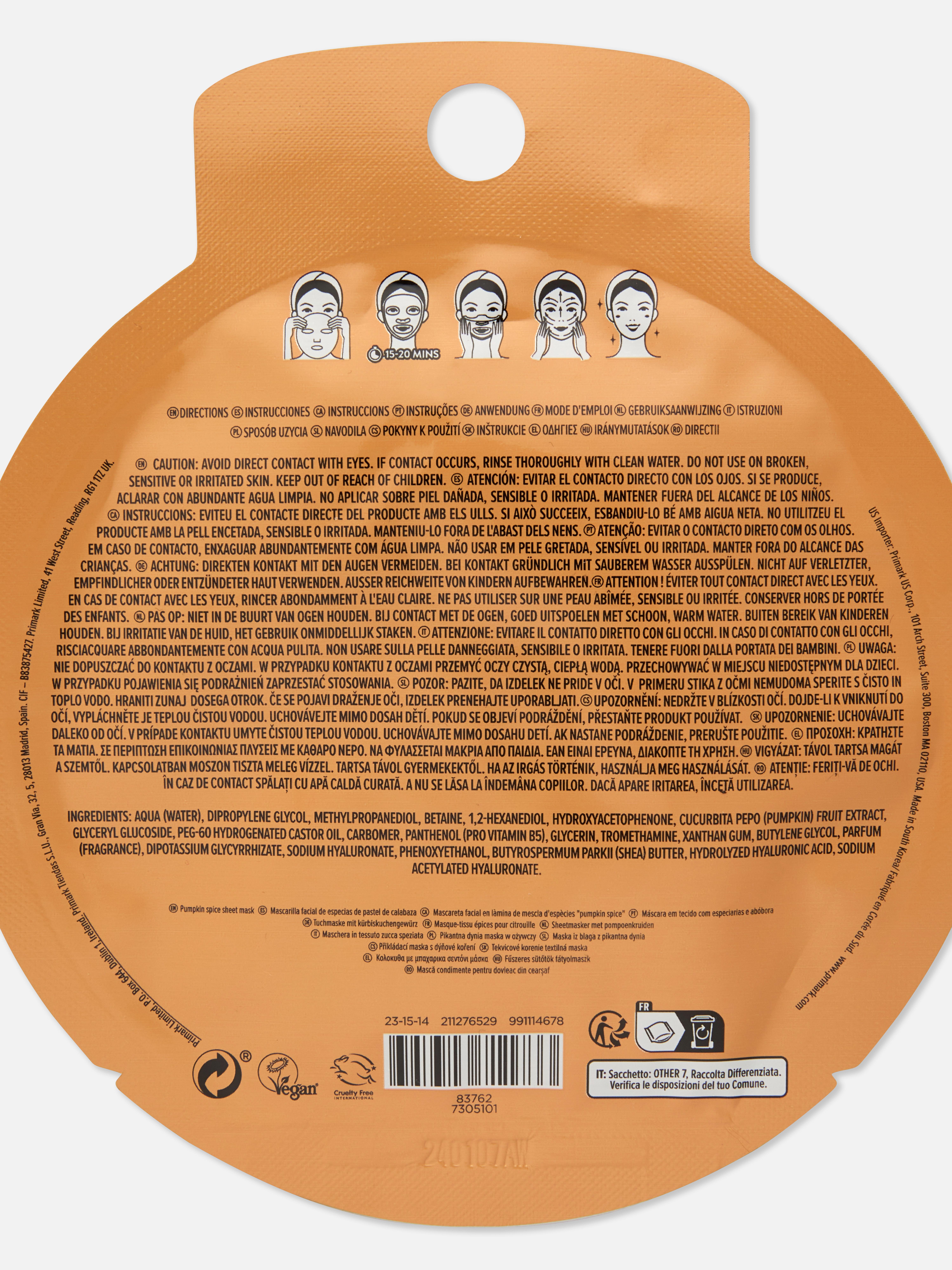 PS... Pumpkin Spice Sheet Mask Penneys